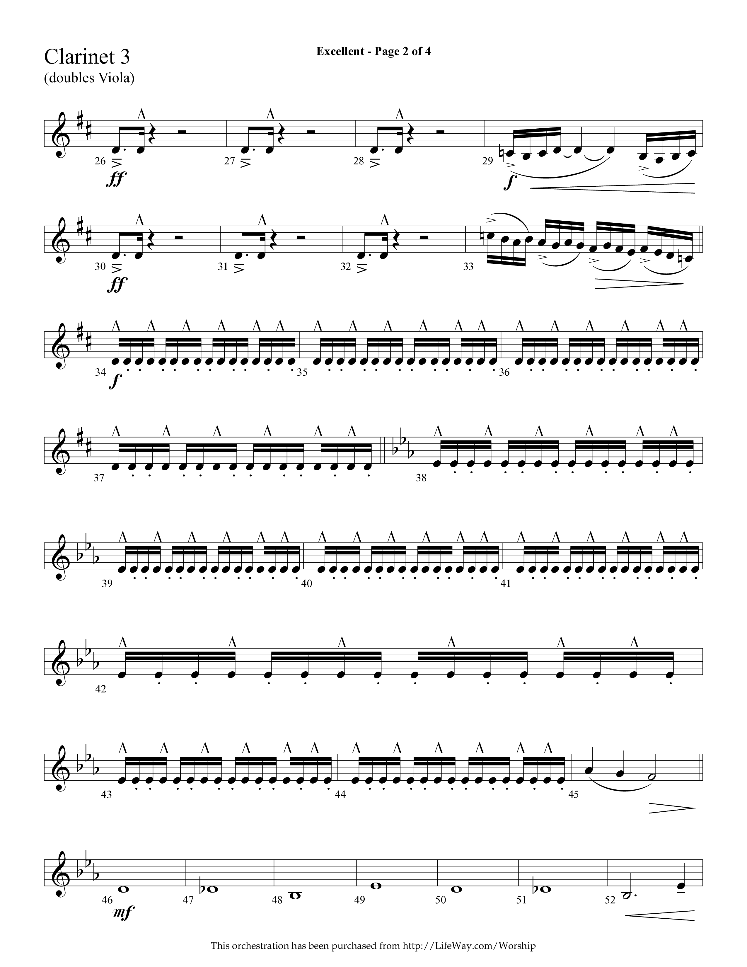 Excellent (Choral Anthem SATB) Clarinet 3 (Lifeway Choral / Arr. Cliff Duren)