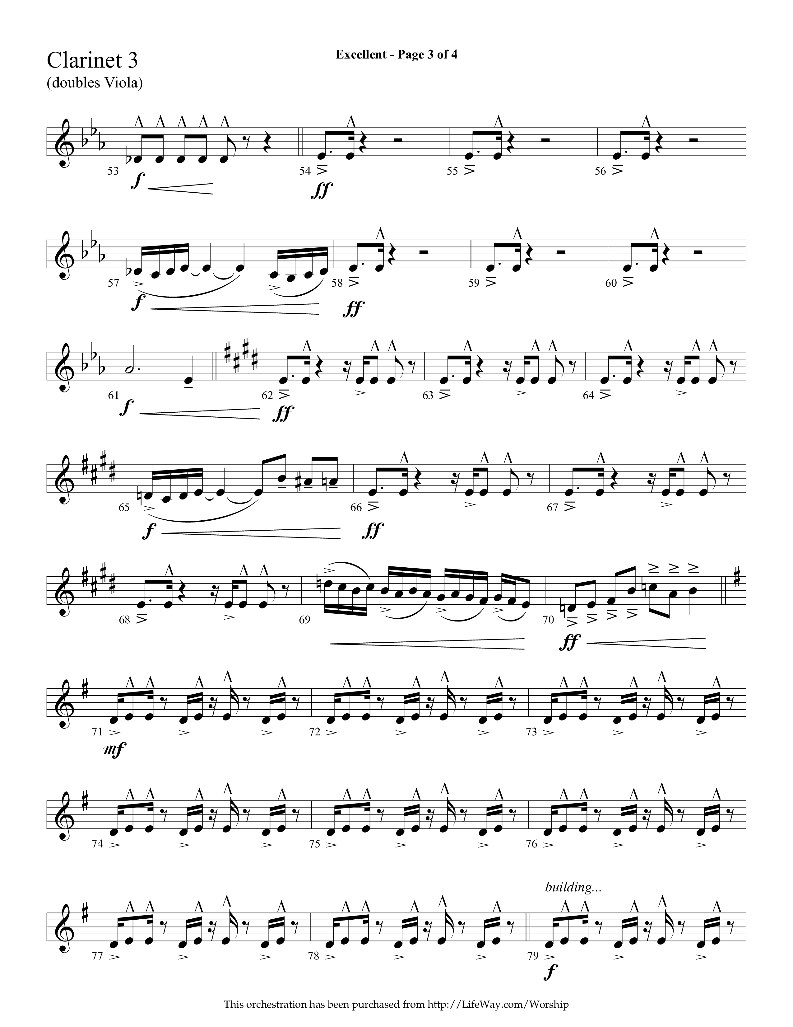 Excellent (Choral Anthem SATB) Clarinet 3 (Lifeway Choral / Arr. Cliff Duren)