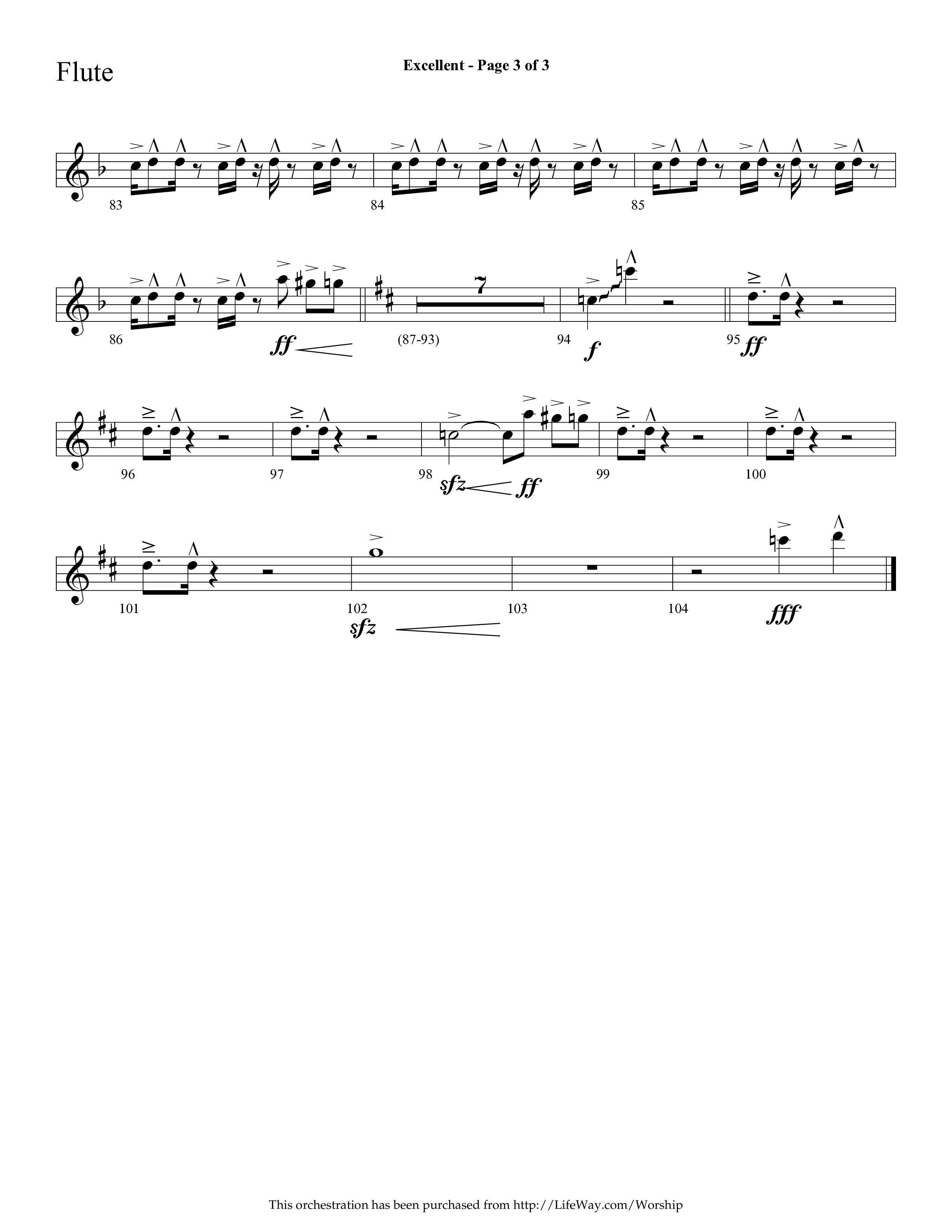 Excellent (Choral Anthem SATB) Flute (Lifeway Choral / Arr. Cliff Duren)