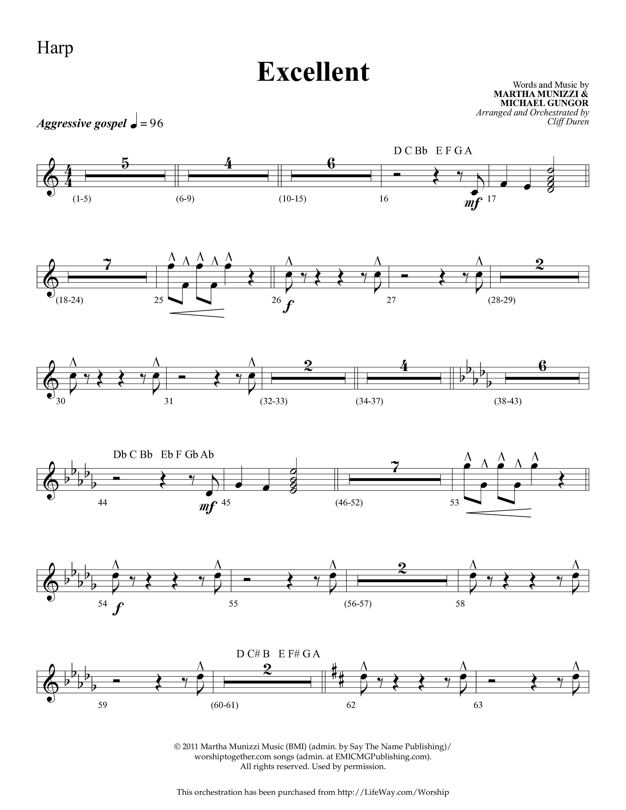 Excellent (Choral Anthem SATB) Harp (Lifeway Choral / Arr. Cliff Duren)