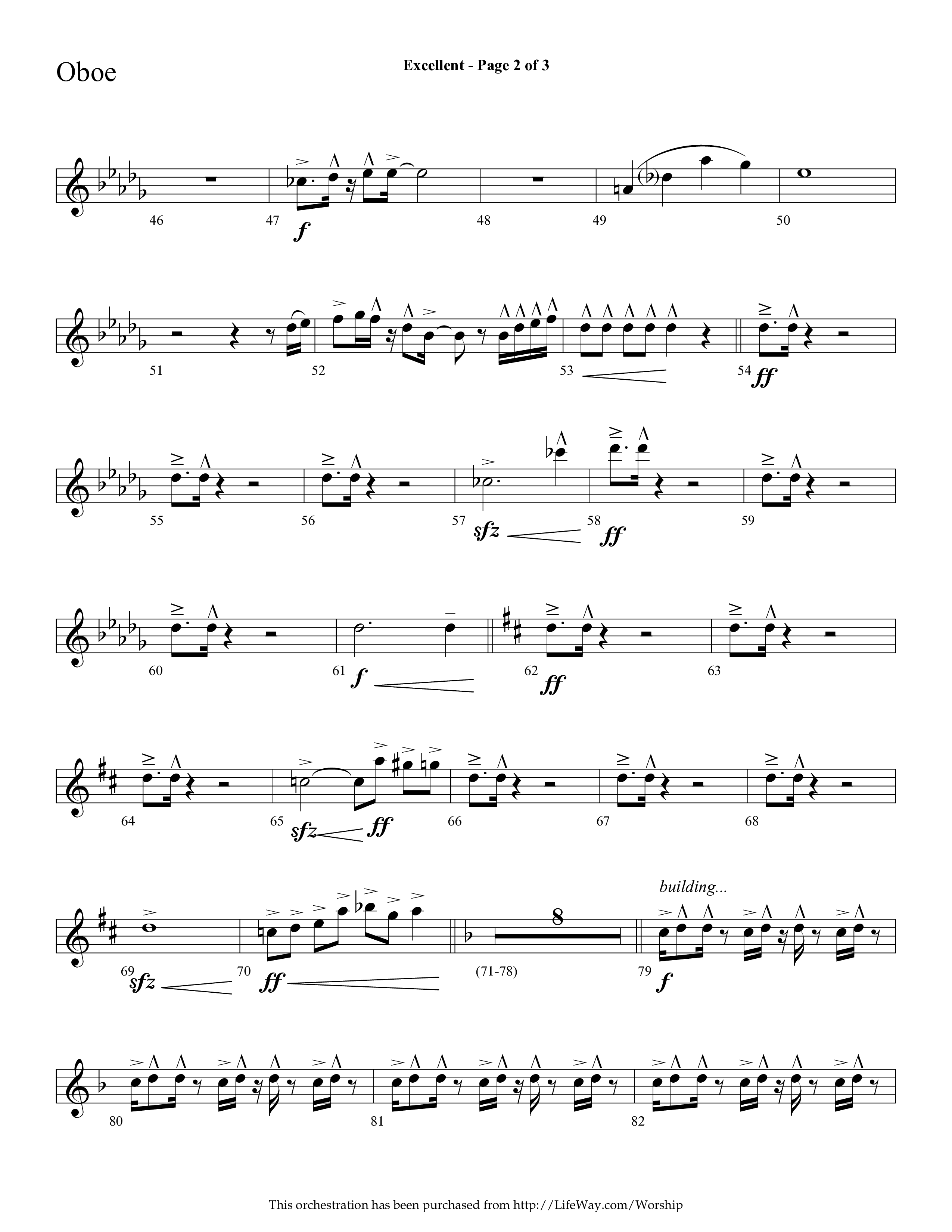Excellent (Choral Anthem SATB) Oboe (Lifeway Choral / Arr. Cliff Duren)