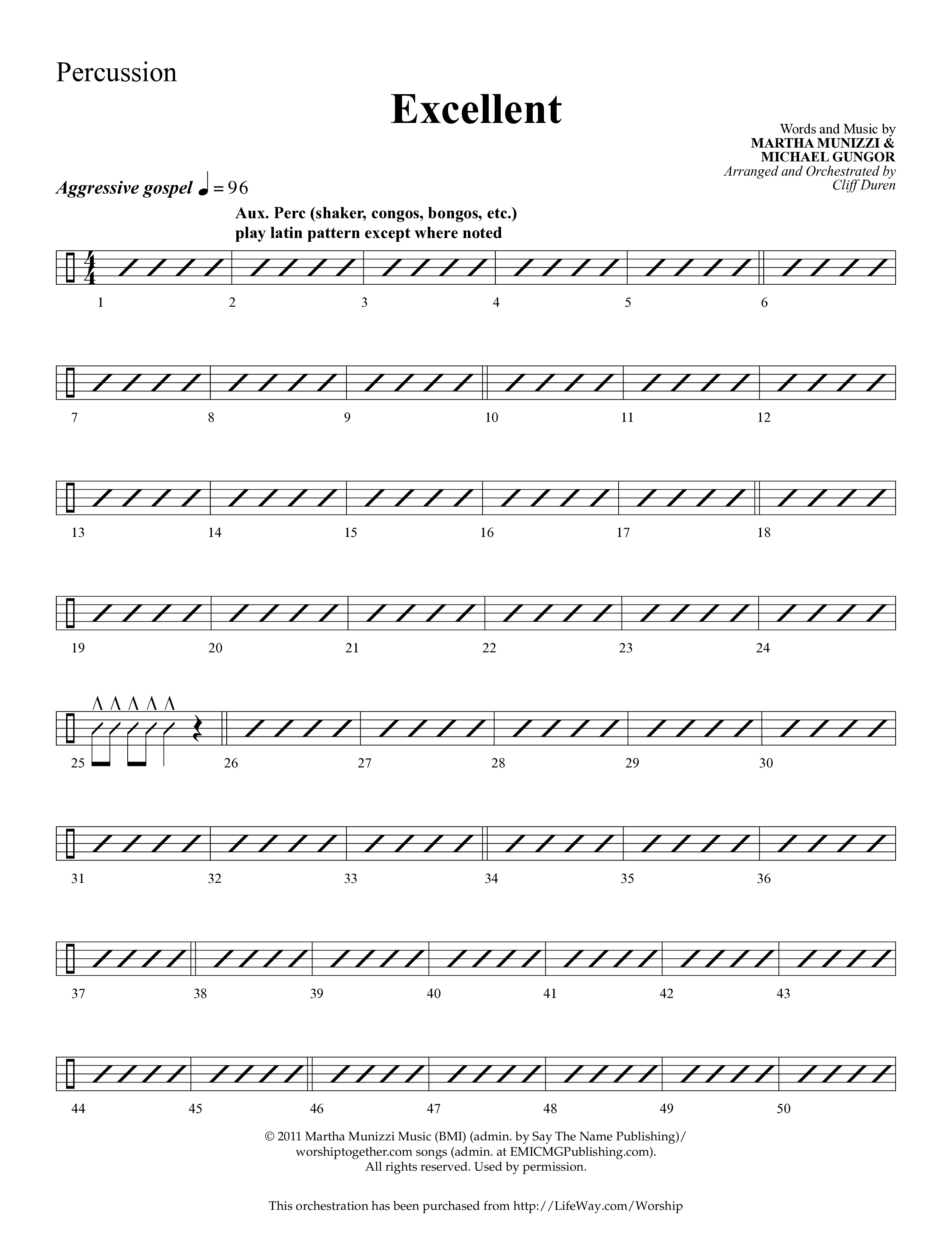 Excellent (Choral Anthem SATB) Percussion (Lifeway Choral / Arr. Cliff Duren)