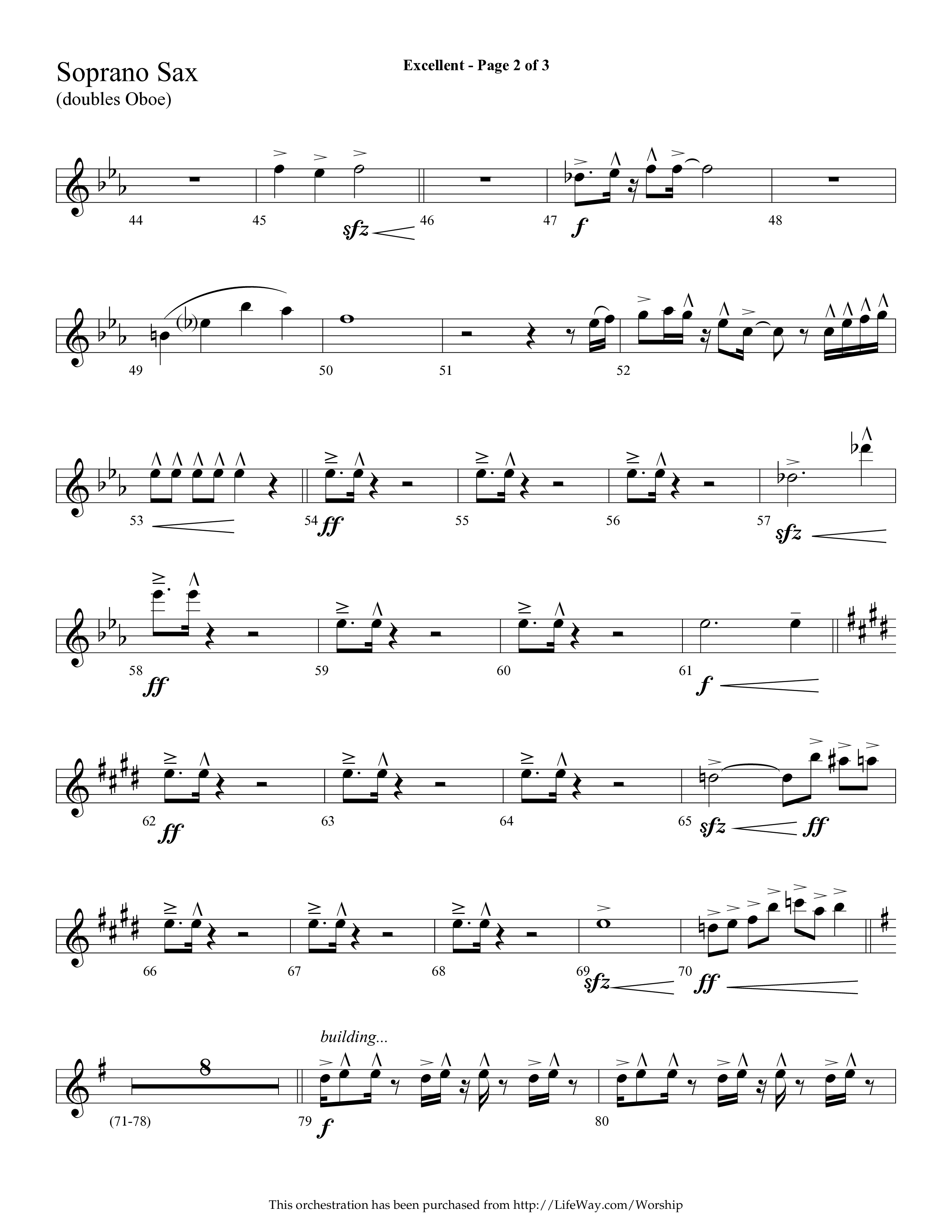 Excellent (Choral Anthem SATB) Soprano Sax (Lifeway Choral / Arr. Cliff Duren)