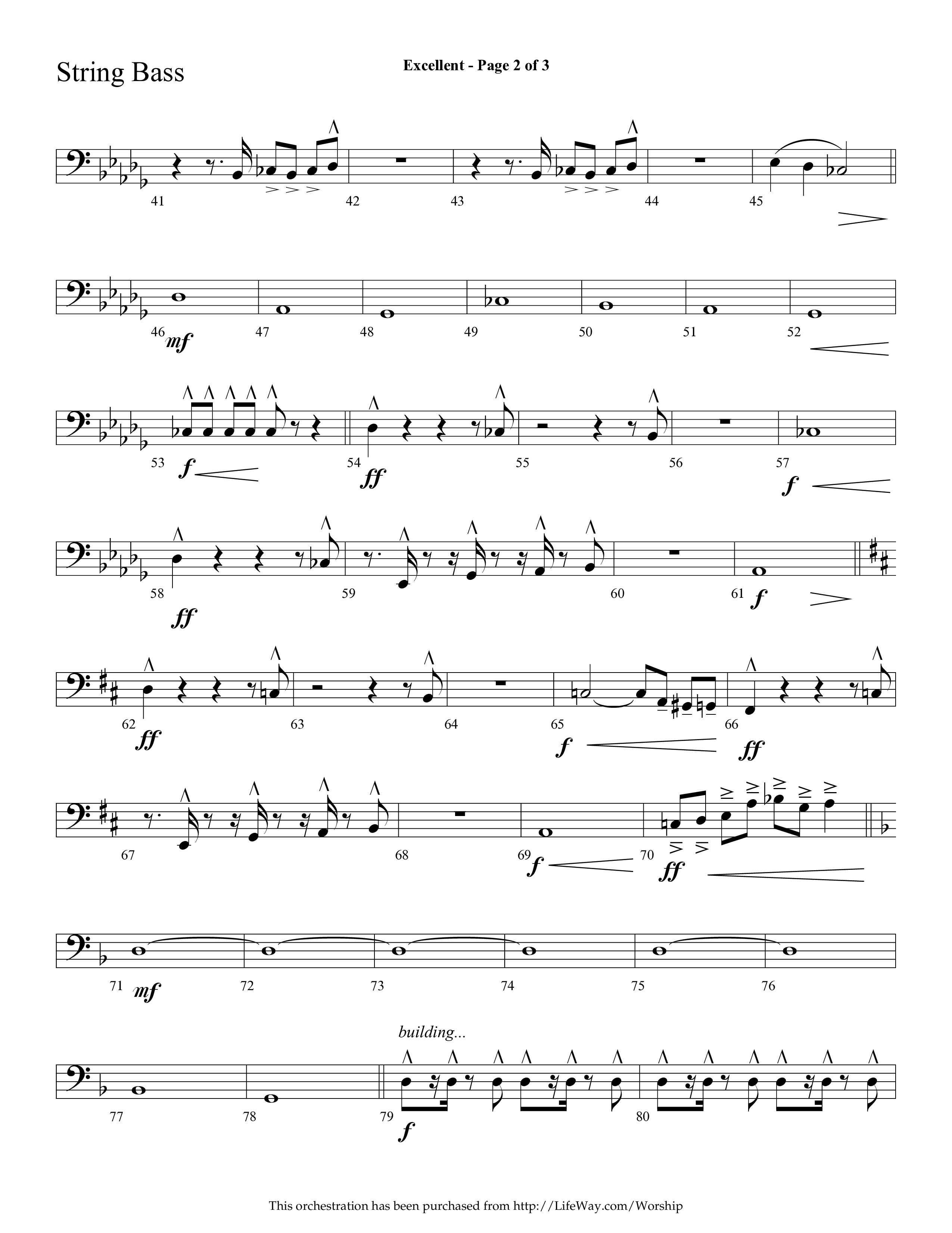 Excellent (Choral Anthem SATB) String Bass (Lifeway Choral / Arr. Cliff Duren)