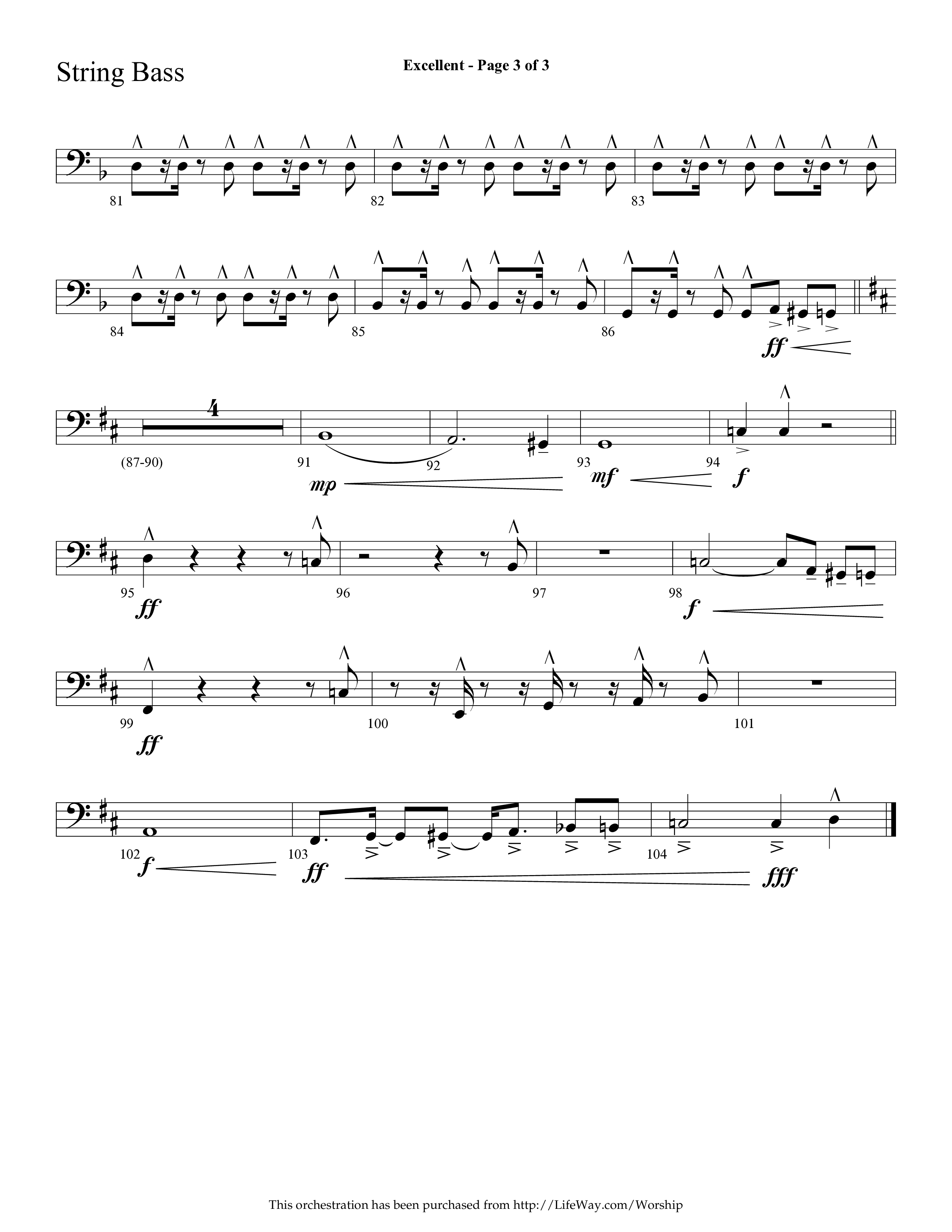 Excellent (Choral Anthem SATB) String Bass (Lifeway Choral / Arr. Cliff Duren)