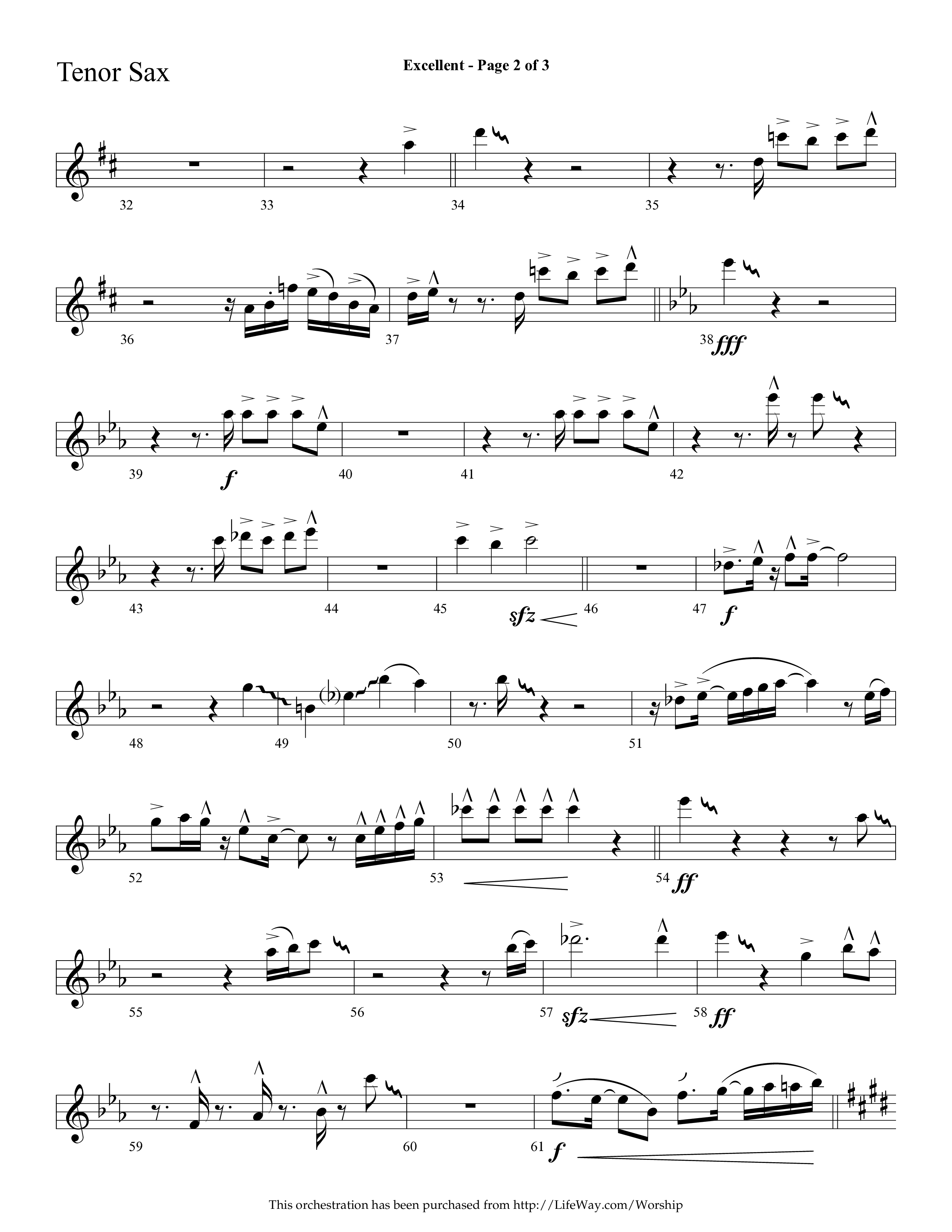 Excellent (Choral Anthem SATB) Tenor Sax 1 (Lifeway Choral / Arr. Cliff Duren)