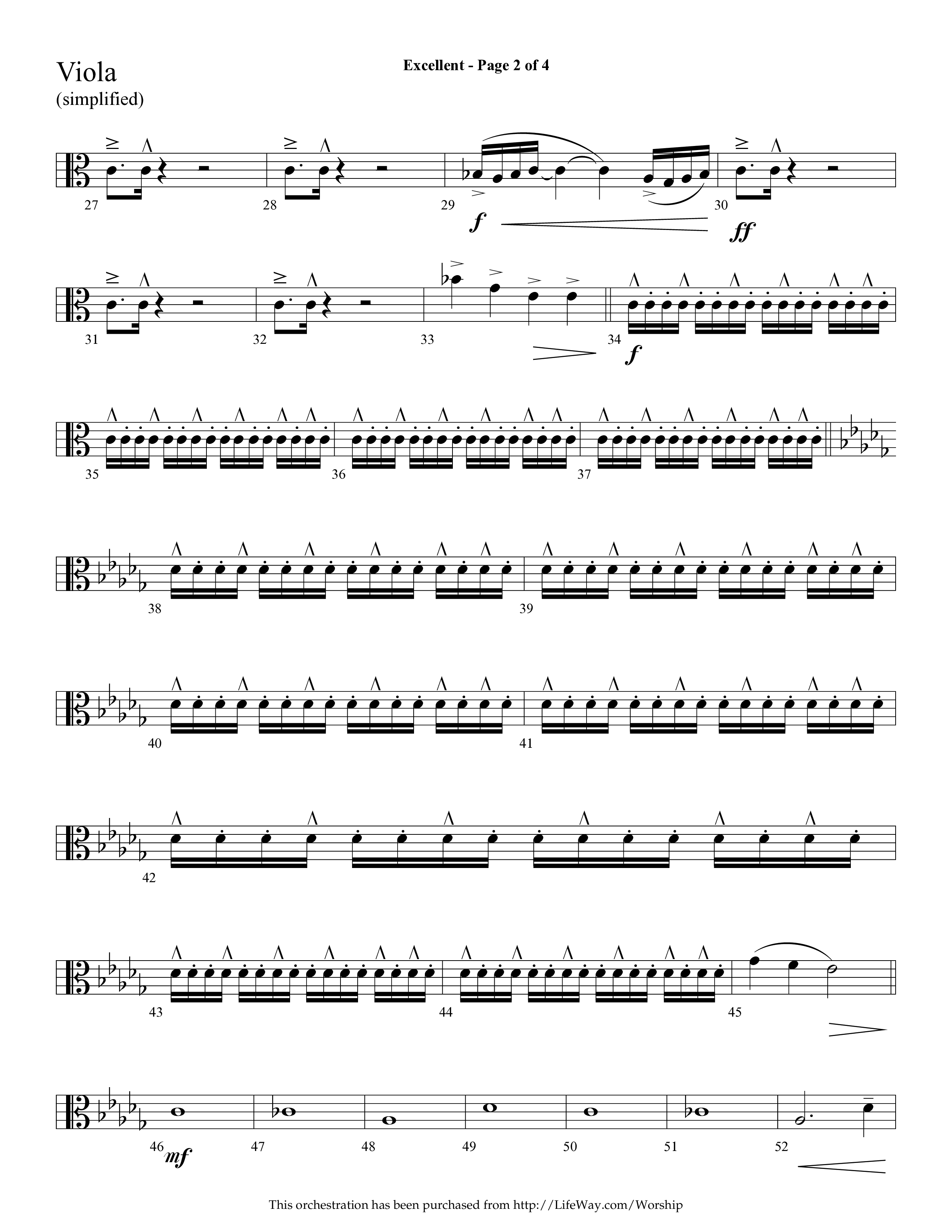 Excellent (Choral Anthem SATB) Viola (Lifeway Choral / Arr. Cliff Duren)