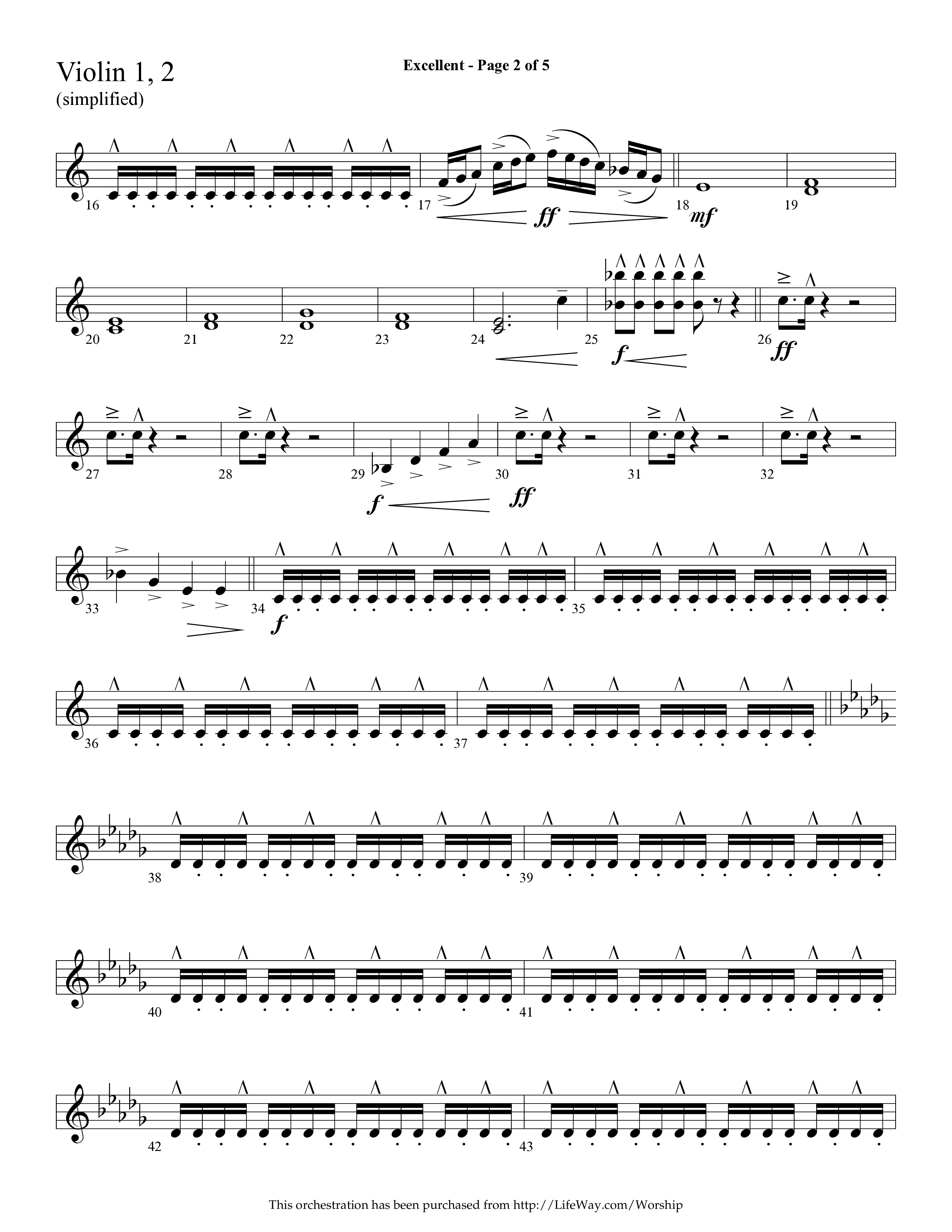 Excellent (Choral Anthem SATB) Violin 1/2 (Lifeway Choral / Arr. Cliff Duren)