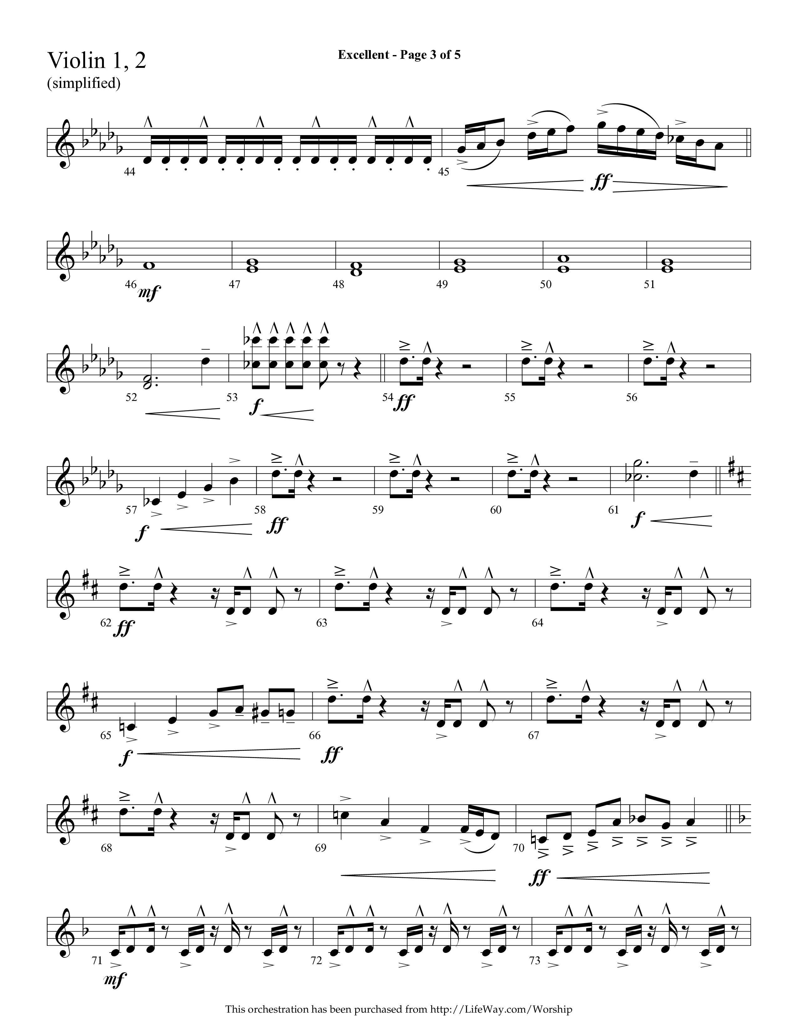 Excellent (Choral Anthem SATB) Violin 1/2 (Lifeway Choral / Arr. Cliff Duren)
