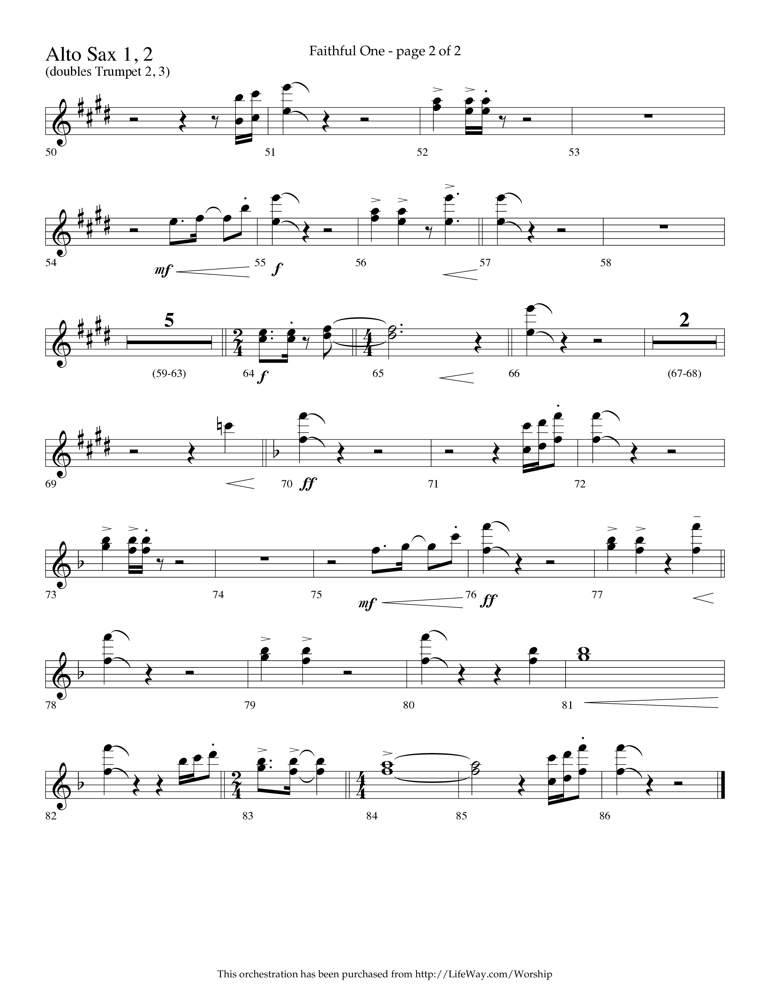 Faithful One (Choral Anthem SATB) Alto Sax 1/2 (Lifeway Choral / Arr. Cliff Duren)