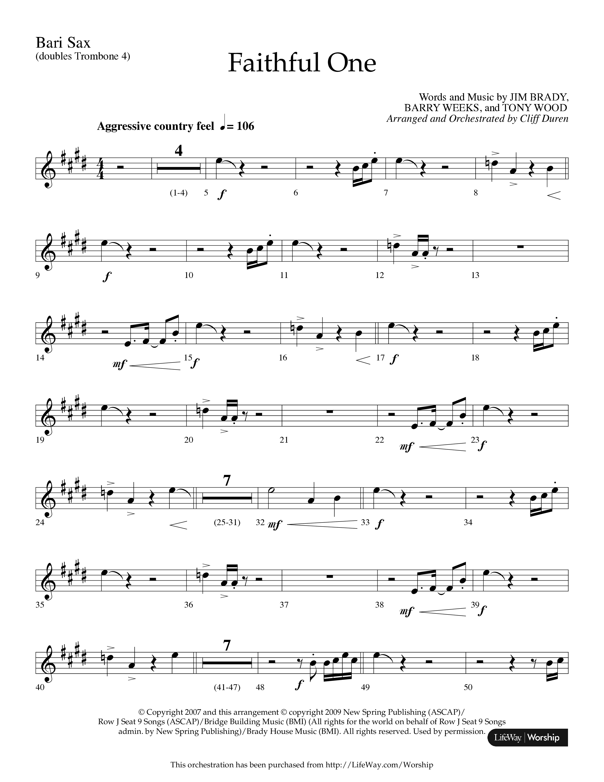 Faithful One (Choral Anthem SATB) Bari Sax (Lifeway Choral / Arr. Cliff Duren)