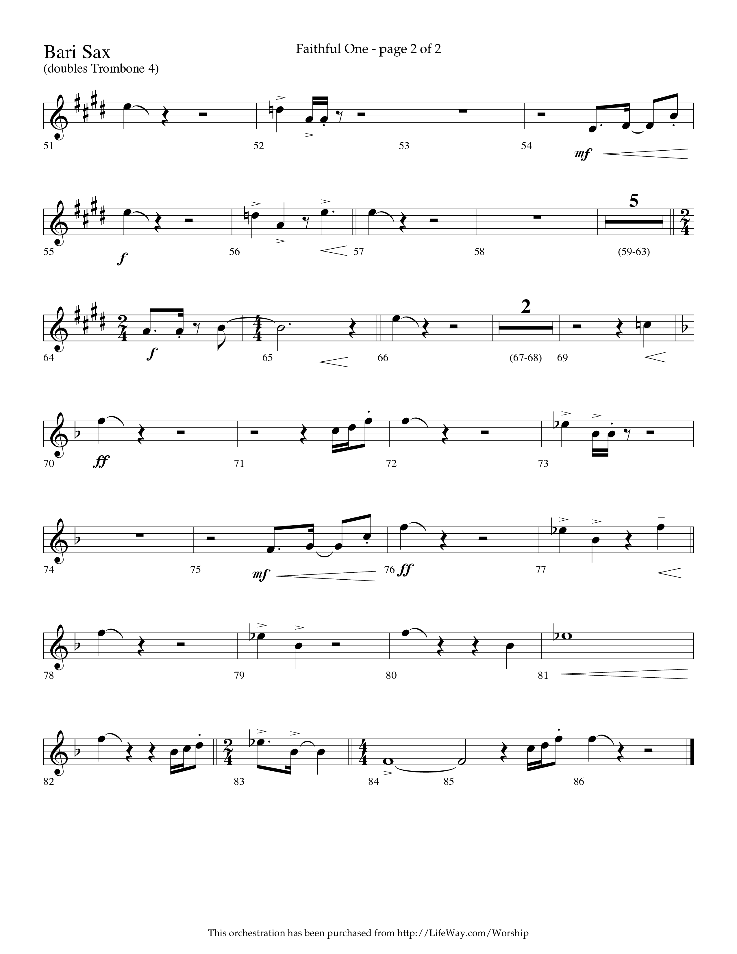 Faithful One (Choral Anthem SATB) Bari Sax (Lifeway Choral / Arr. Cliff Duren)