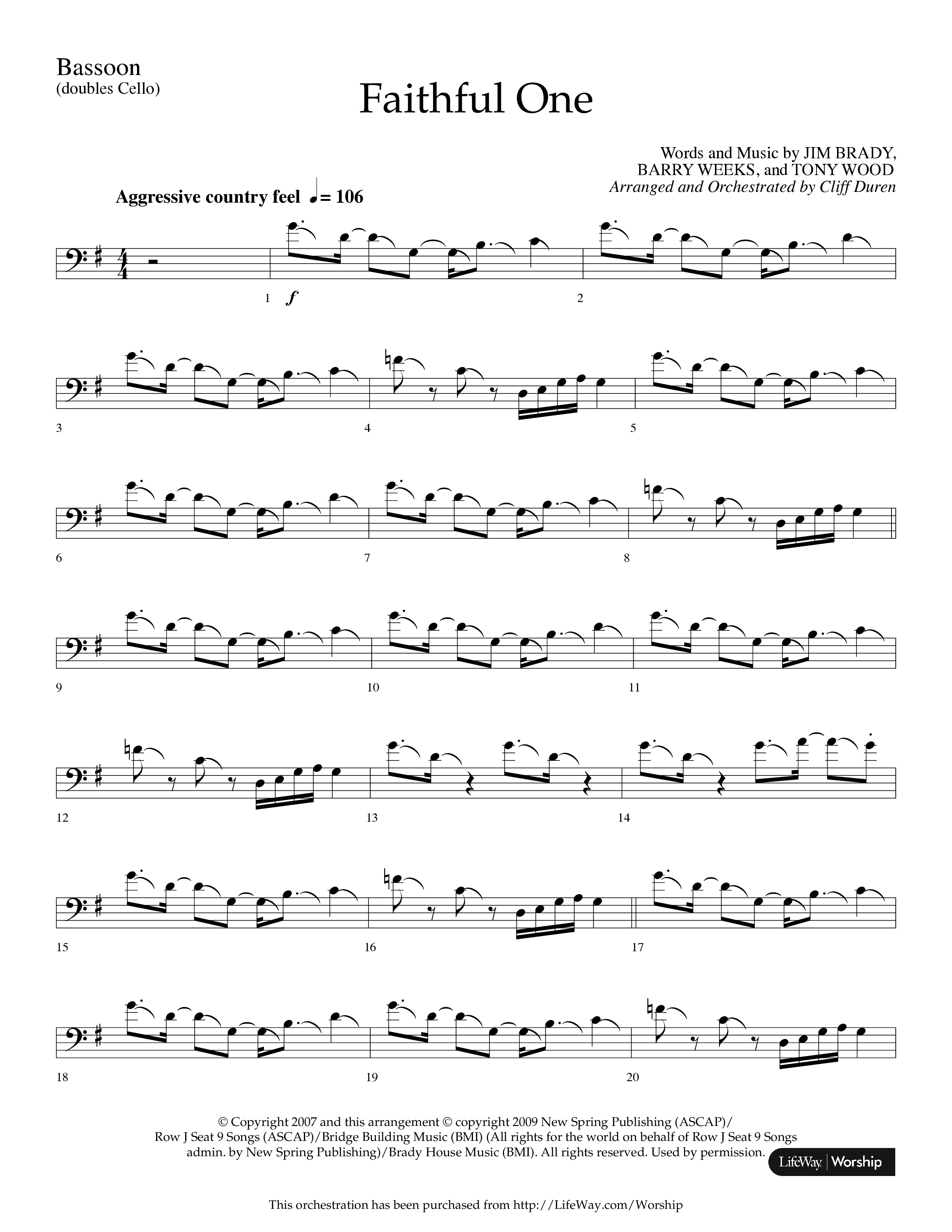 Faithful One (Choral Anthem SATB) Bassoon (Lifeway Choral / Arr. Cliff Duren)