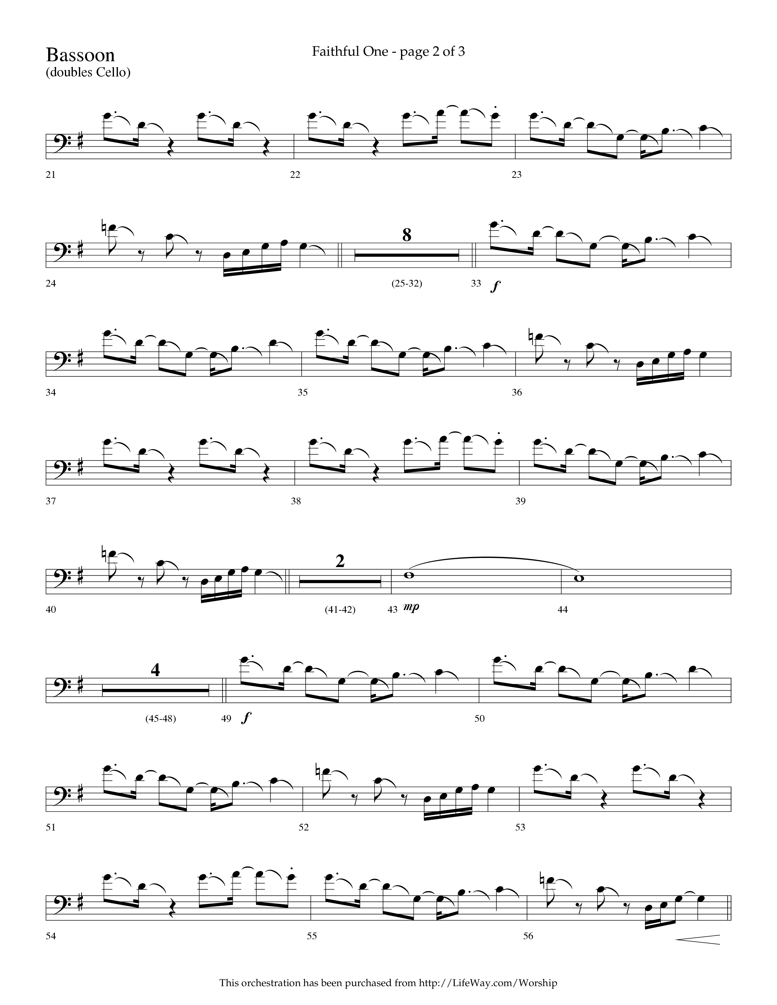 Faithful One (Choral Anthem SATB) Bassoon (Lifeway Choral / Arr. Cliff Duren)
