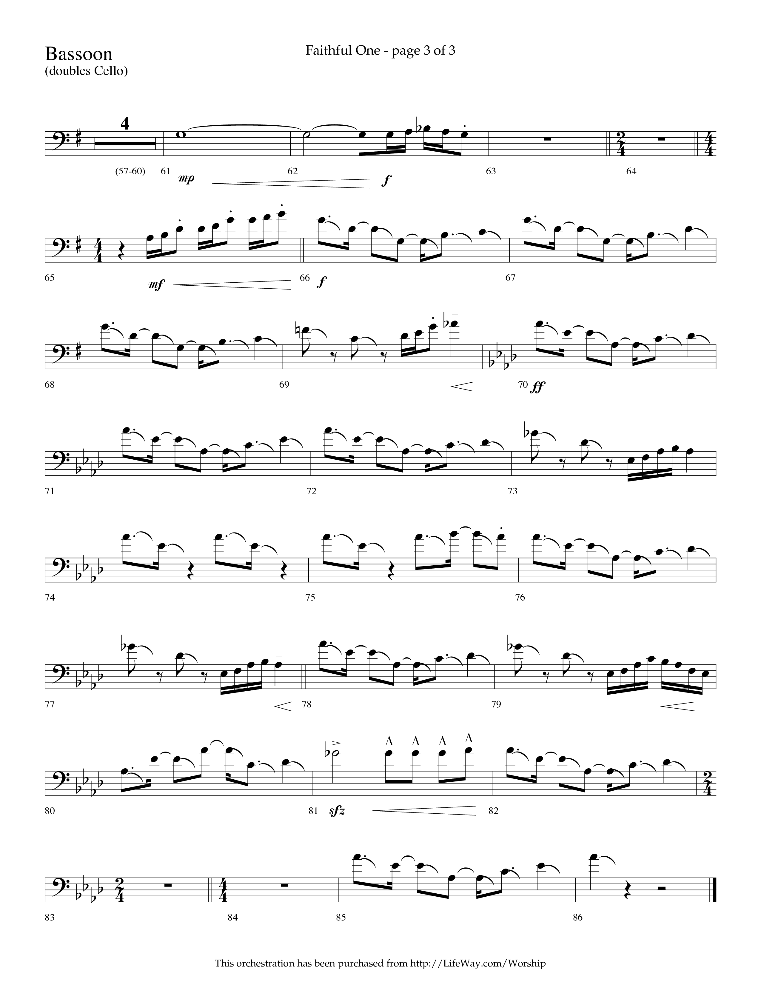 Faithful One (Choral Anthem SATB) Bassoon (Lifeway Choral / Arr. Cliff Duren)
