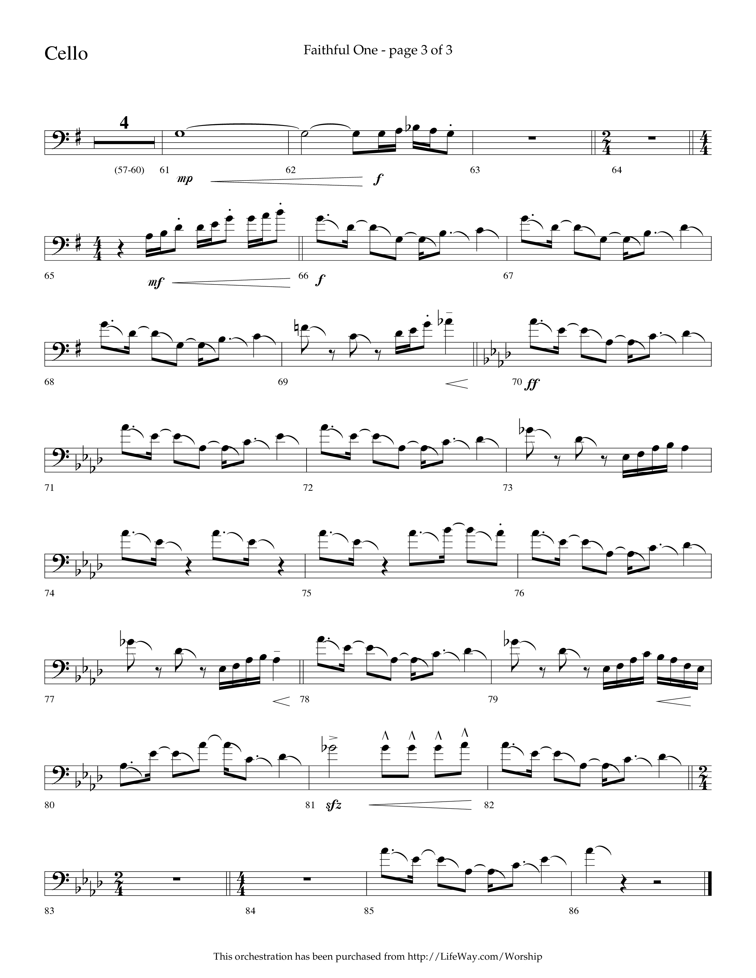 Faithful One (Choral Anthem SATB) Cello (Lifeway Choral / Arr. Cliff Duren)