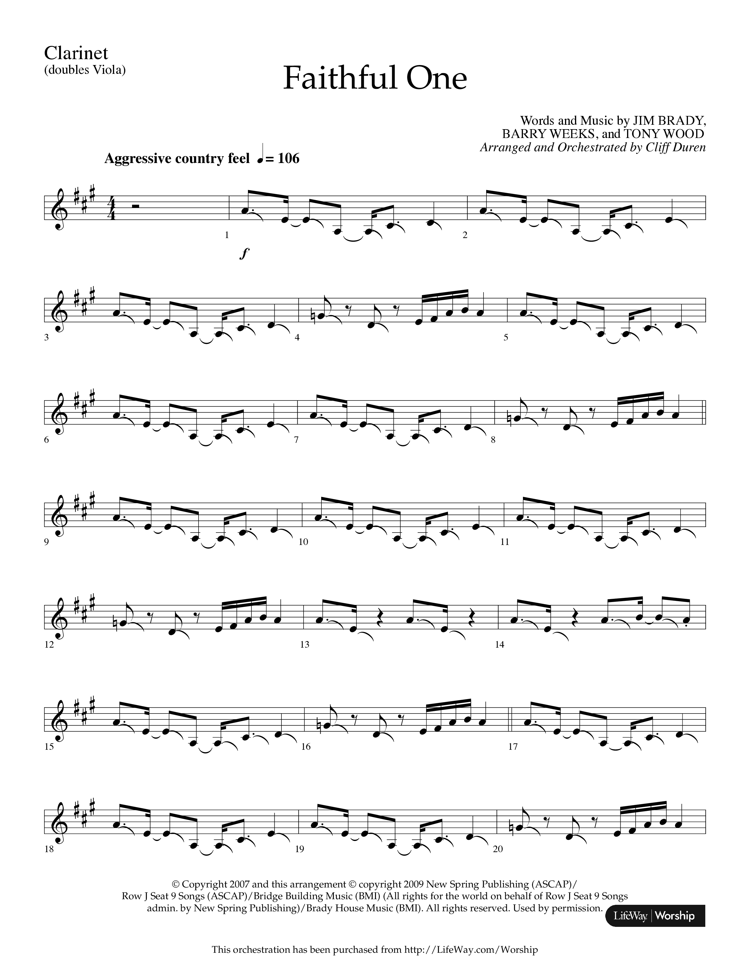 Faithful One (Choral Anthem SATB) Clarinet (Lifeway Choral / Arr. Cliff Duren)
