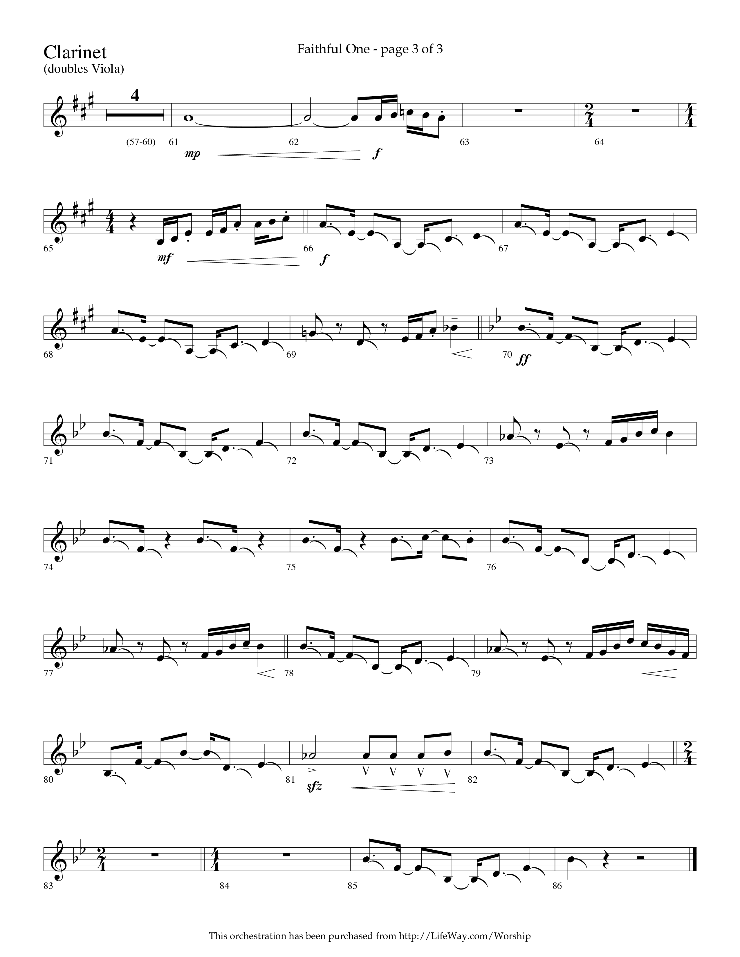 Faithful One (Choral Anthem SATB) Clarinet (Lifeway Choral / Arr. Cliff Duren)