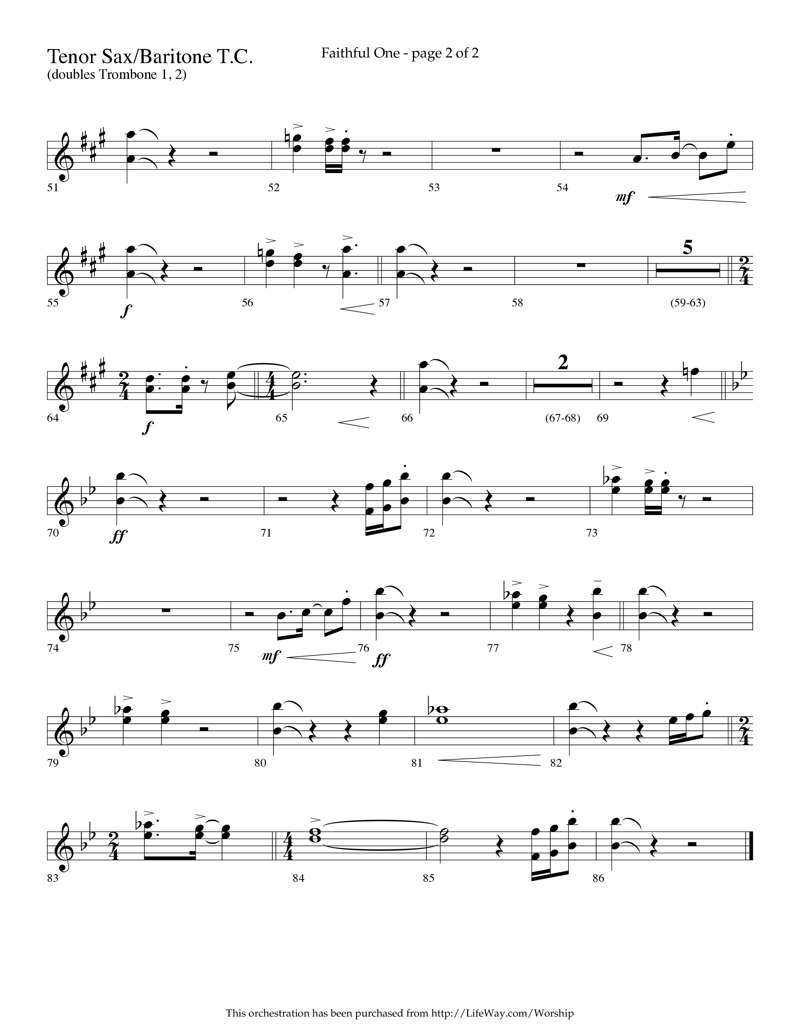Faithful One (Choral Anthem SATB) Tenor Sax/Baritone T.C. (Lifeway Choral / Arr. Cliff Duren)