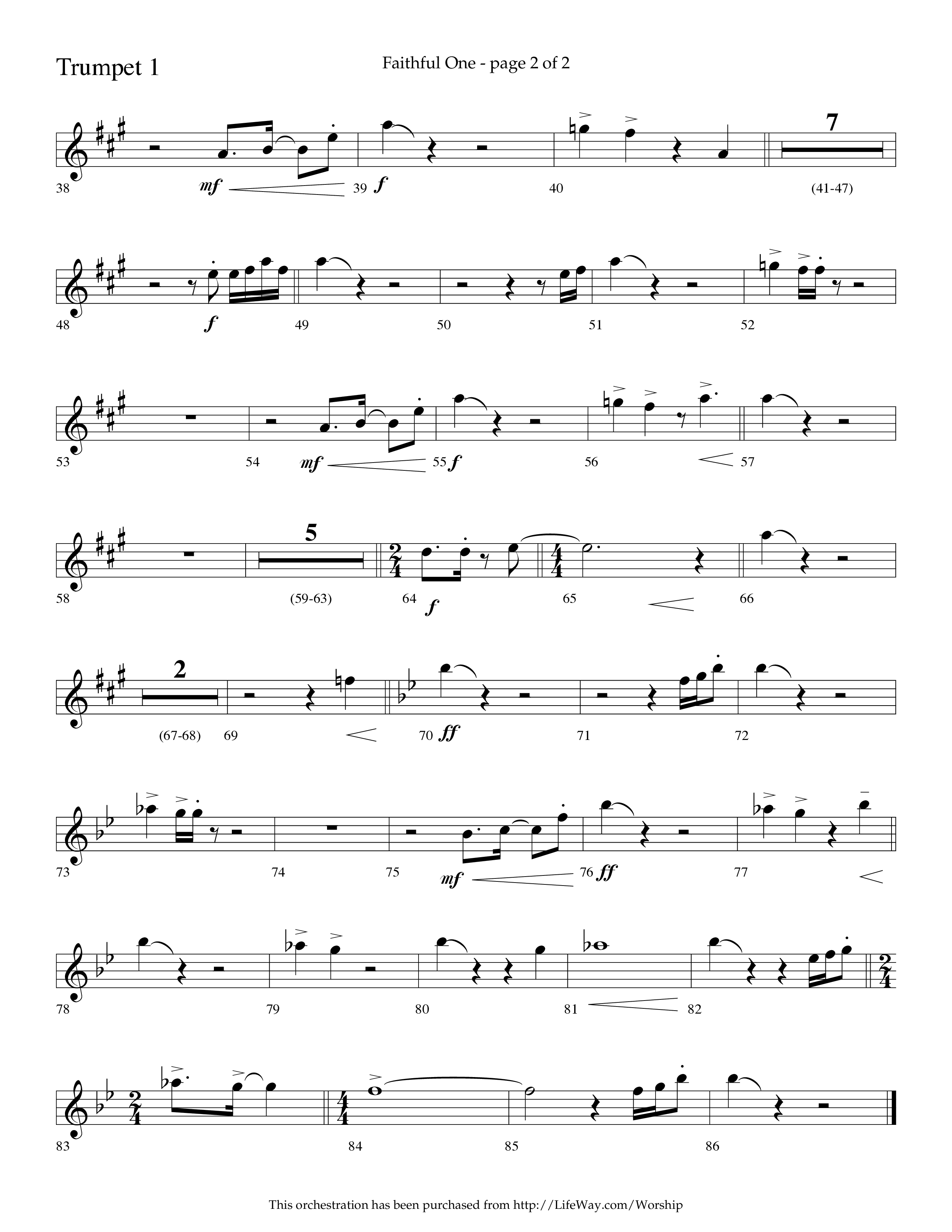 Faithful One (Choral Anthem SATB) Trumpet 1 (Lifeway Choral / Arr. Cliff Duren)