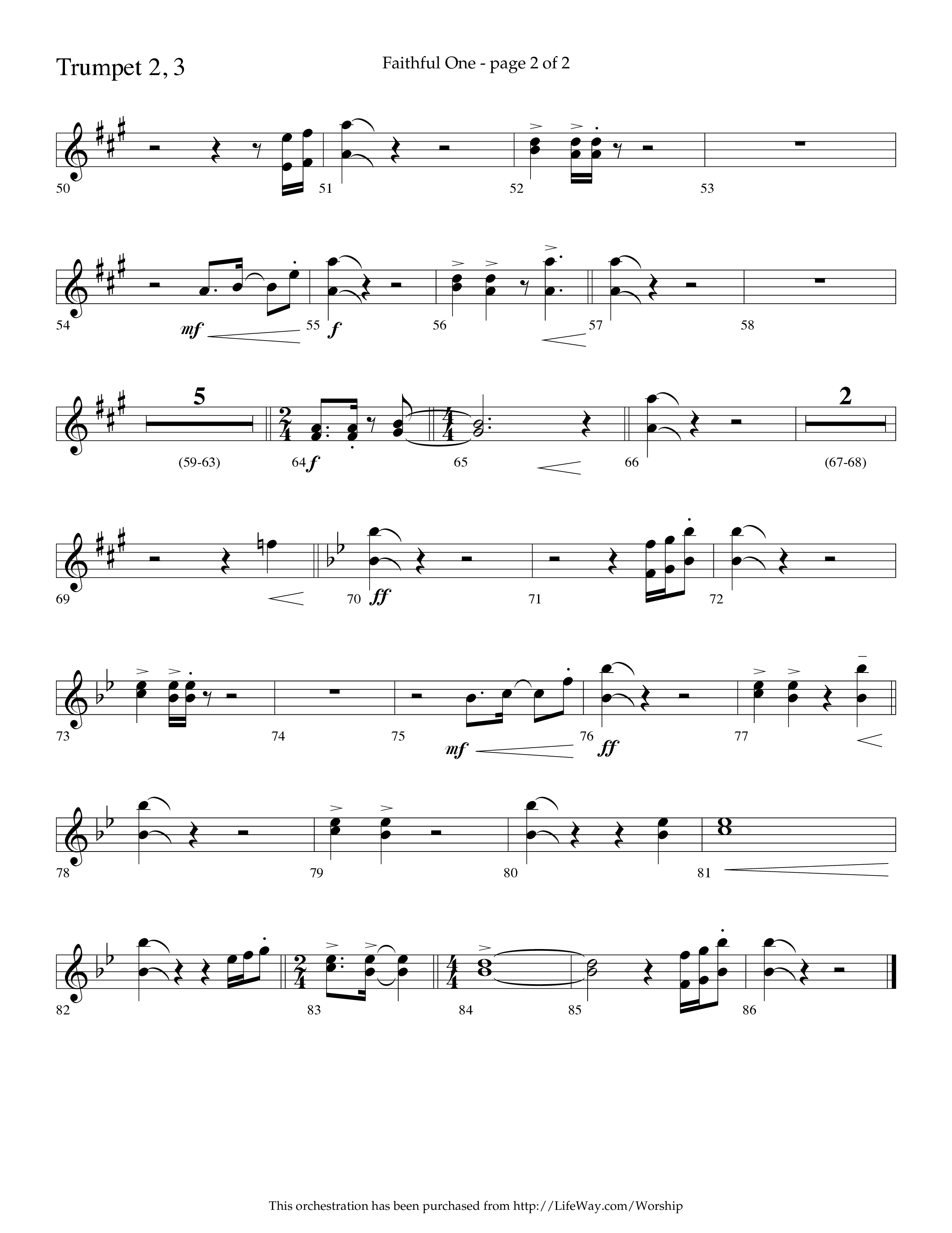 Faithful One (Choral Anthem SATB) Trumpet 2/3 (Lifeway Choral / Arr. Cliff Duren)