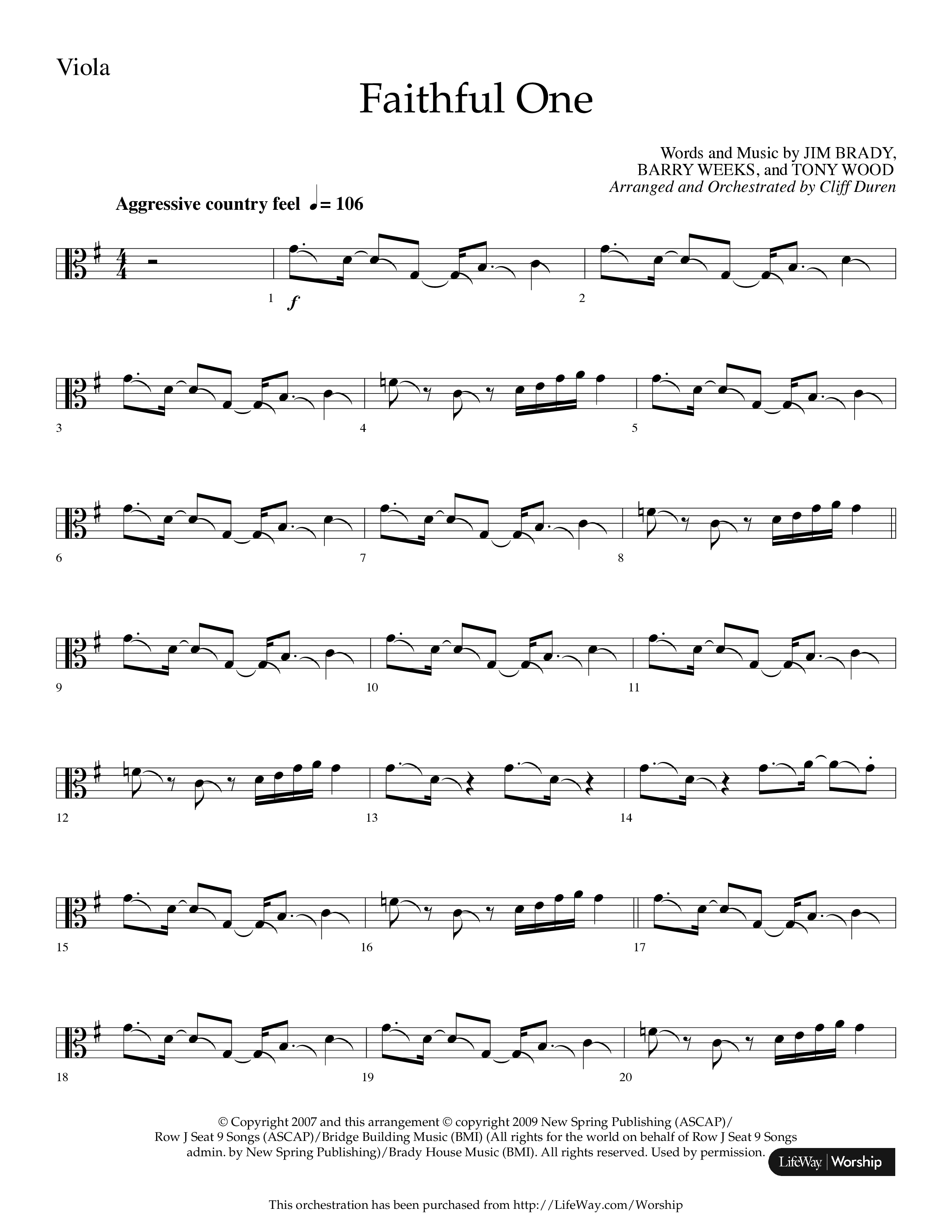 Faithful One (Choral Anthem SATB) Viola (Lifeway Choral / Arr. Cliff Duren)