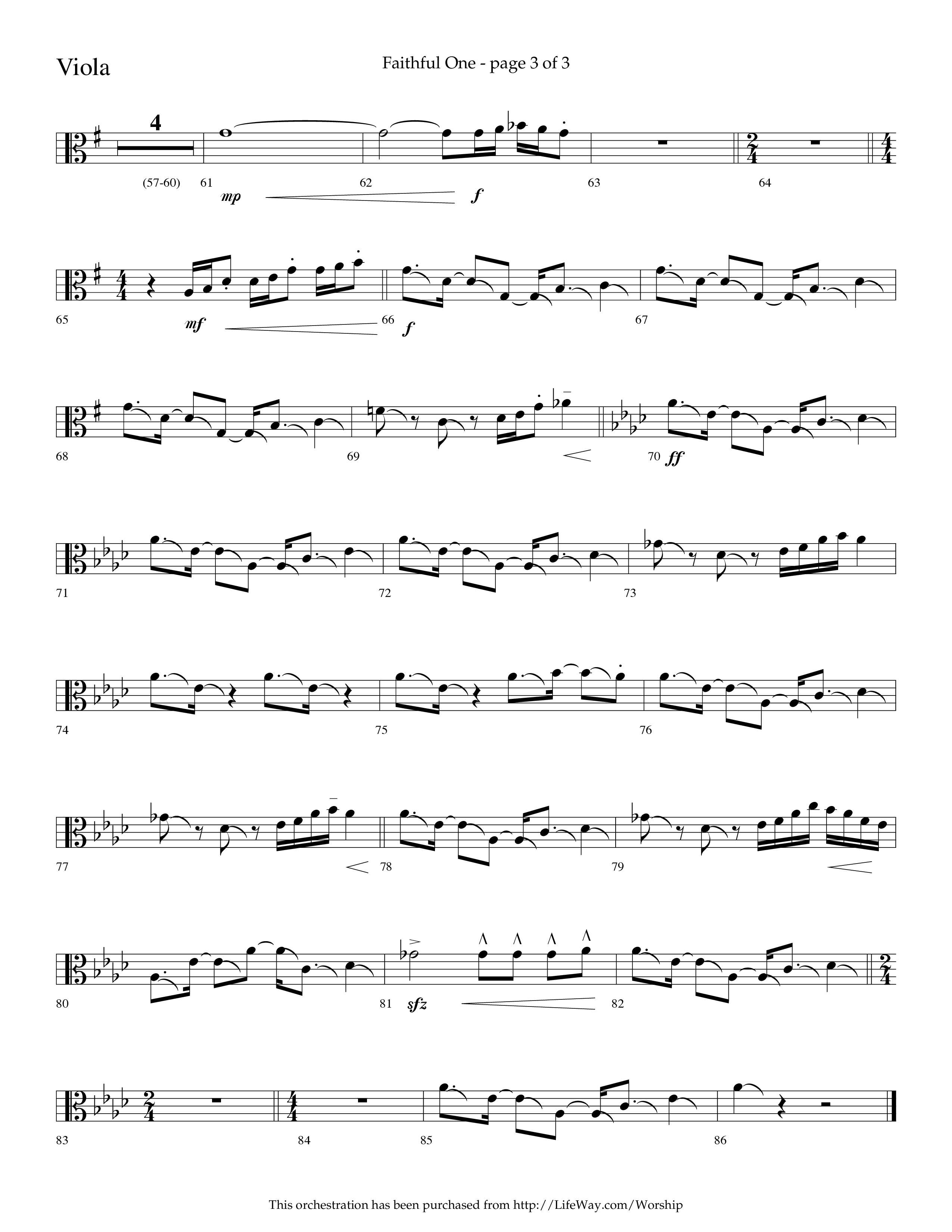 Faithful One (Choral Anthem SATB) Viola (Lifeway Choral / Arr. Cliff Duren)