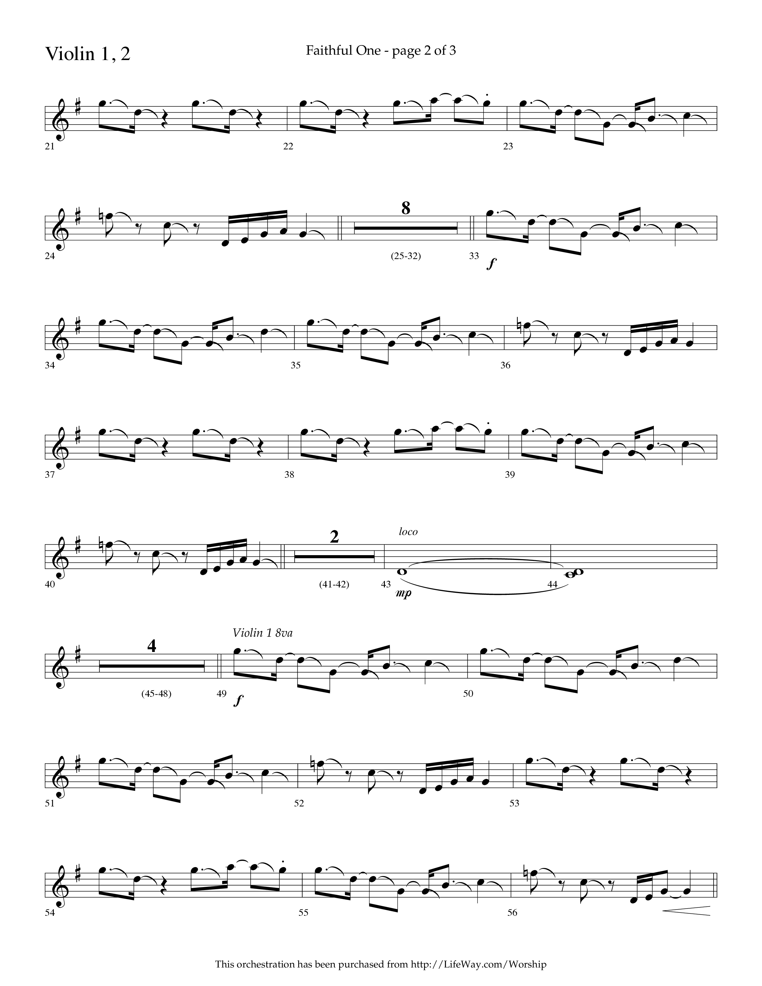 Faithful One (Choral Anthem SATB) Violin 1/2 (Lifeway Choral / Arr. Cliff Duren)