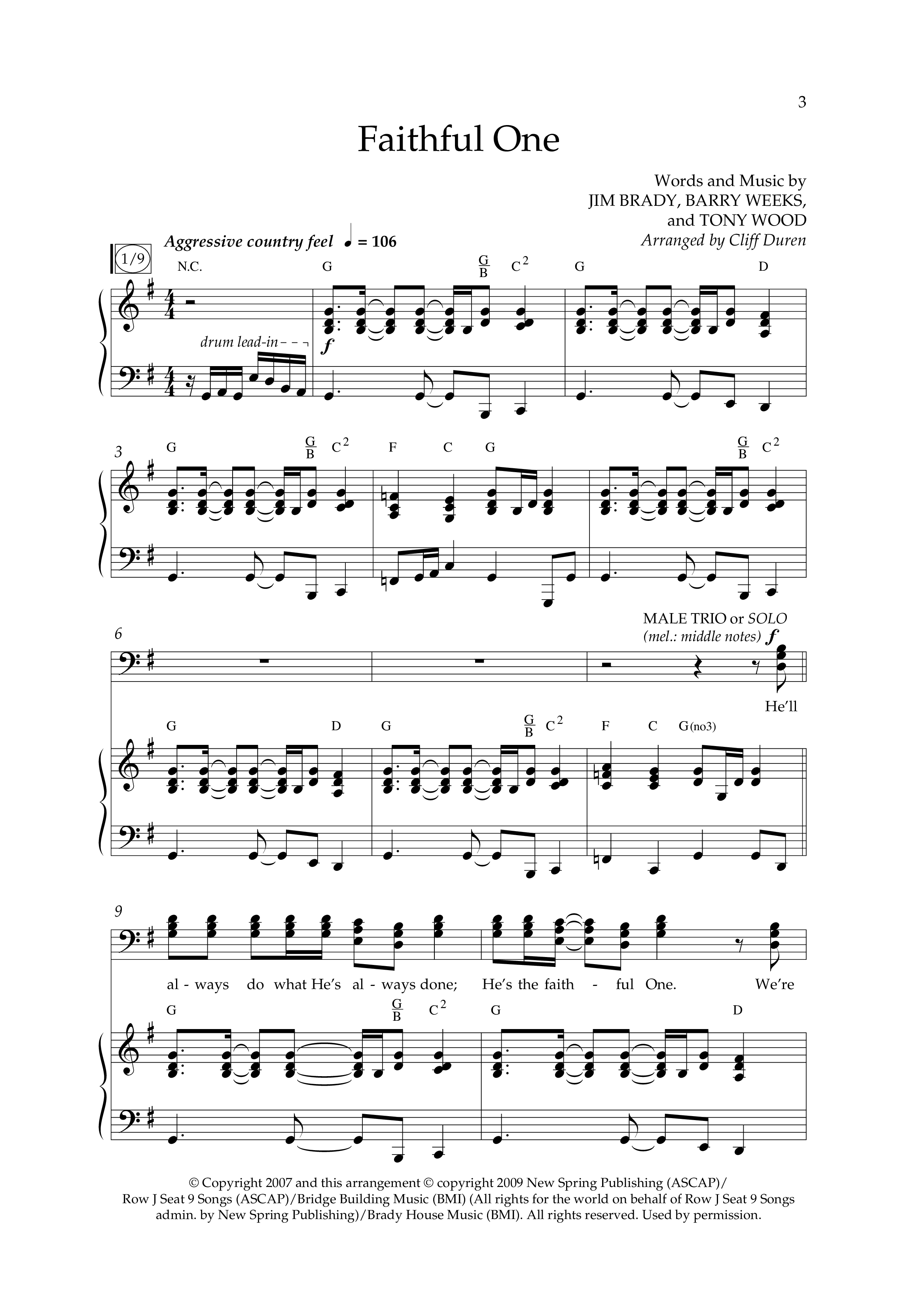 Faithful One (Choral Anthem SATB) Anthem (SATB/Piano) (Lifeway Choral / Arr. Cliff Duren)