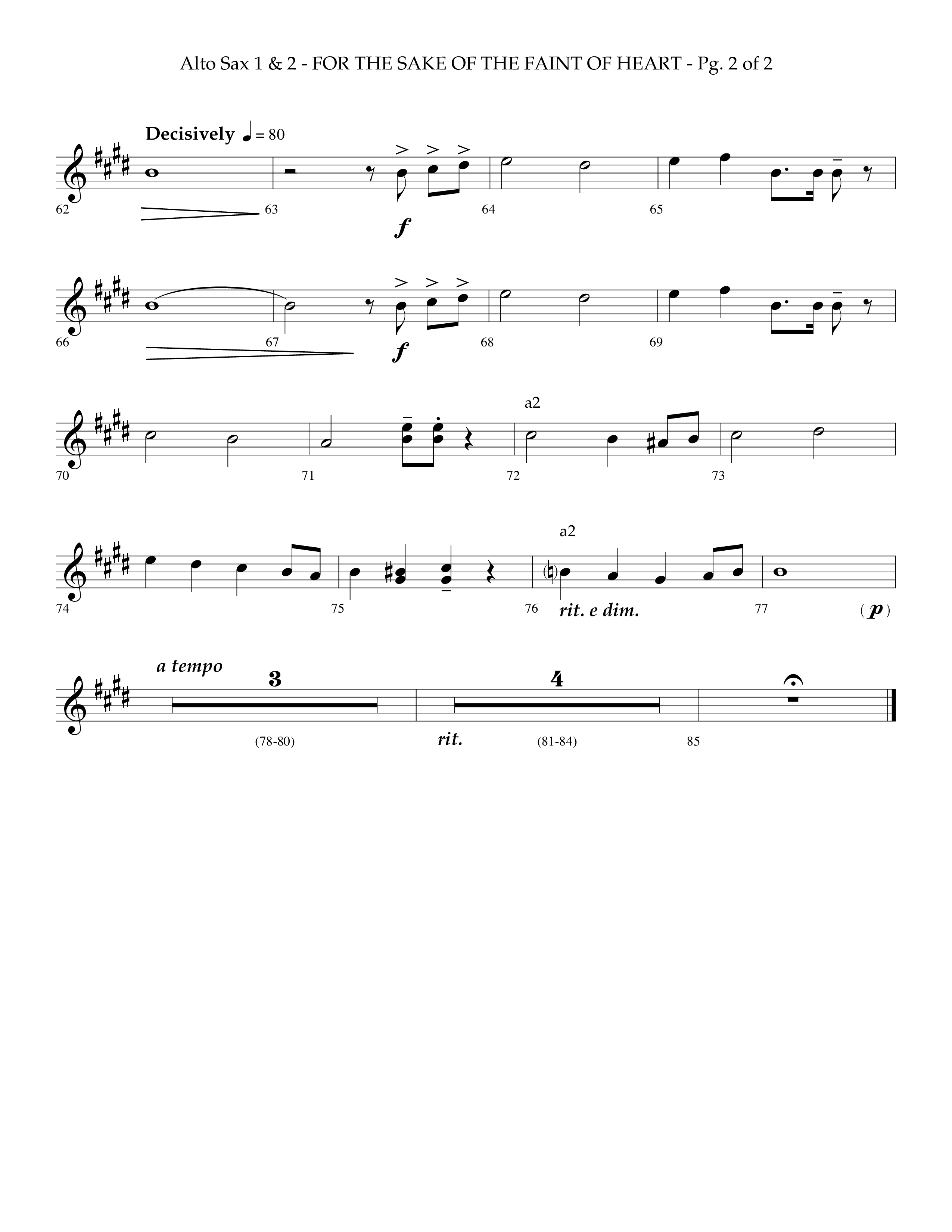 For The Sake Of The Faint Of Heart (Choral Anthem SATB) Alto Sax 1/2 (Lifeway Choral / Arr. Phillip Keveren)