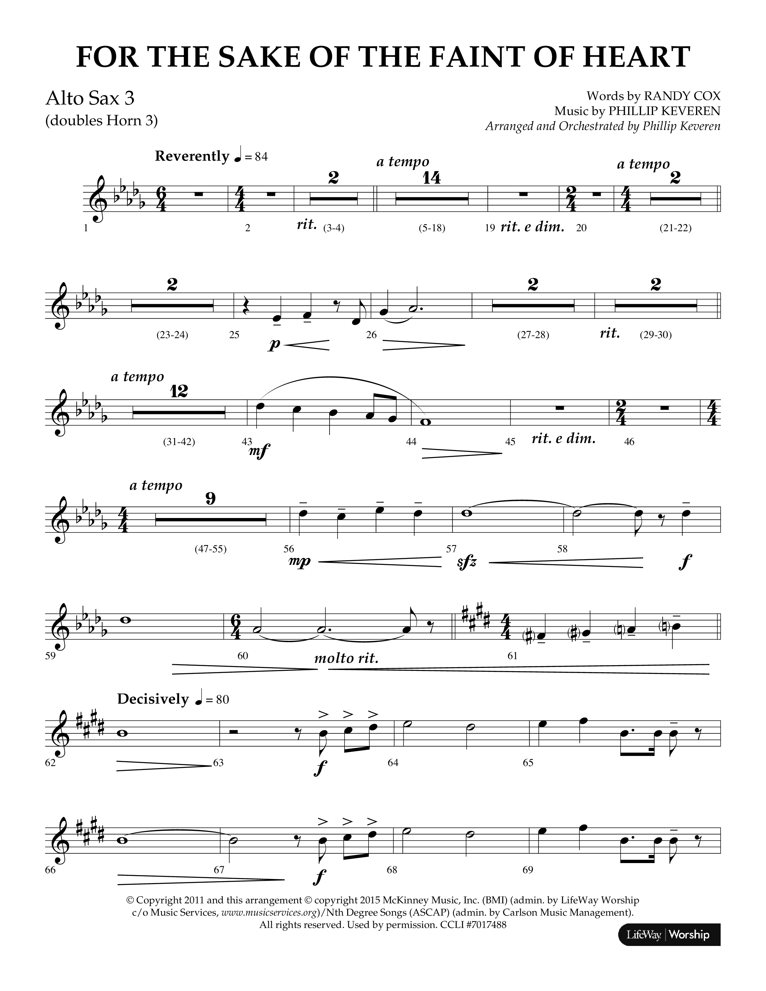For The Sake Of The Faint Of Heart (Choral Anthem SATB) Alto Sax (Lifeway Choral / Arr. Phillip Keveren)