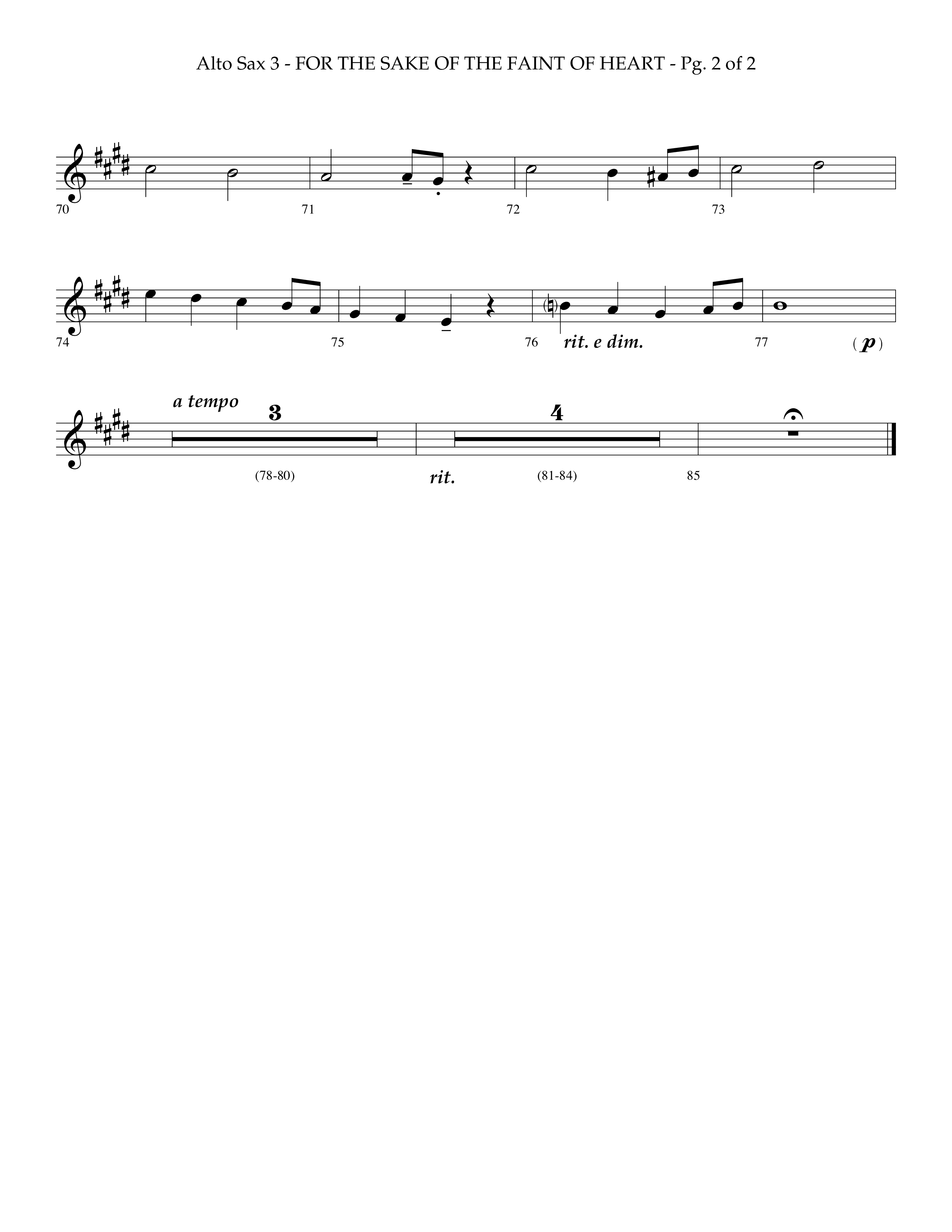 For The Sake Of The Faint Of Heart (Choral Anthem SATB) Alto Sax (Lifeway Choral / Arr. Phillip Keveren)