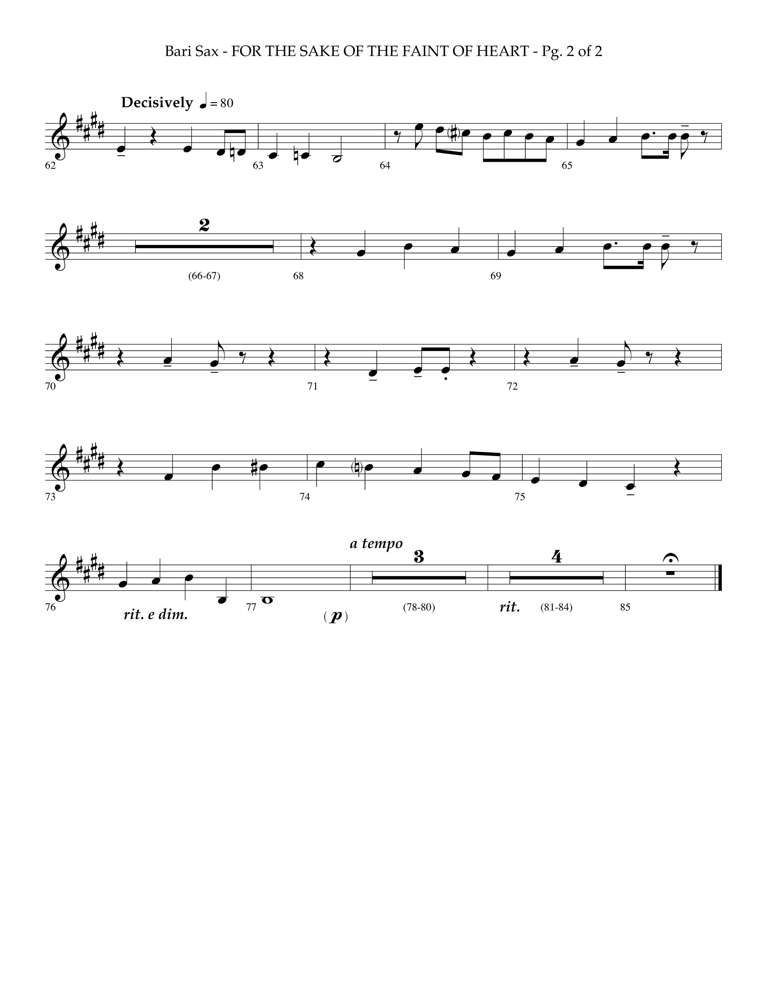 For The Sake Of The Faint Of Heart (Choral Anthem SATB) Bari Sax (Lifeway Choral / Arr. Phillip Keveren)