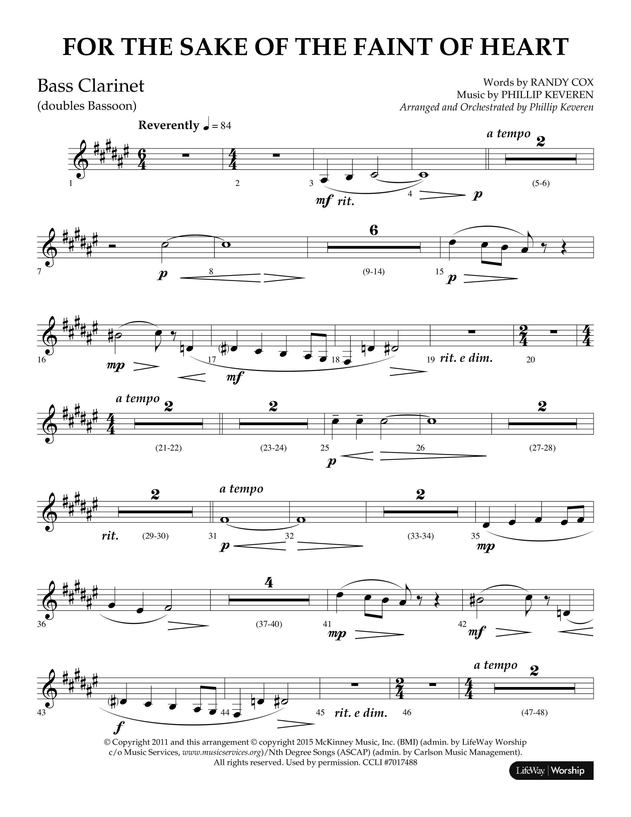 For The Sake Of The Faint Of Heart (Choral Anthem SATB) Bass Clarinet (Lifeway Choral / Arr. Phillip Keveren)