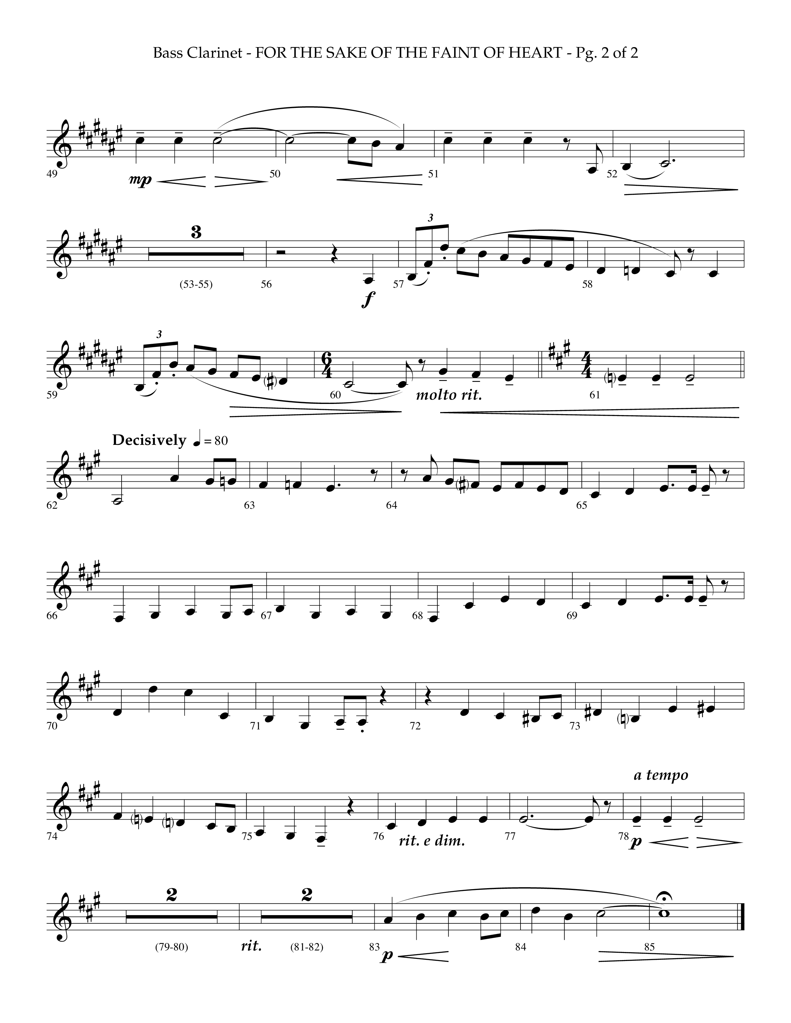 For The Sake Of The Faint Of Heart (Choral Anthem SATB) Bass Clarinet (Lifeway Choral / Arr. Phillip Keveren)