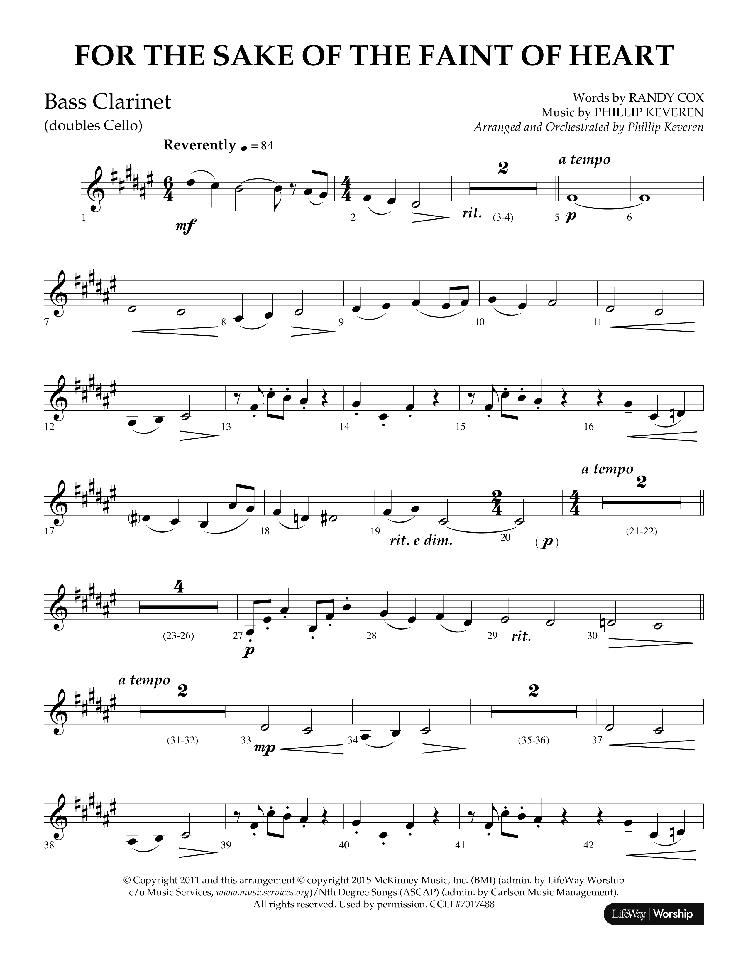For The Sake Of The Faint Of Heart (Choral Anthem SATB) Bass Clarinet (Lifeway Choral / Arr. Phillip Keveren)