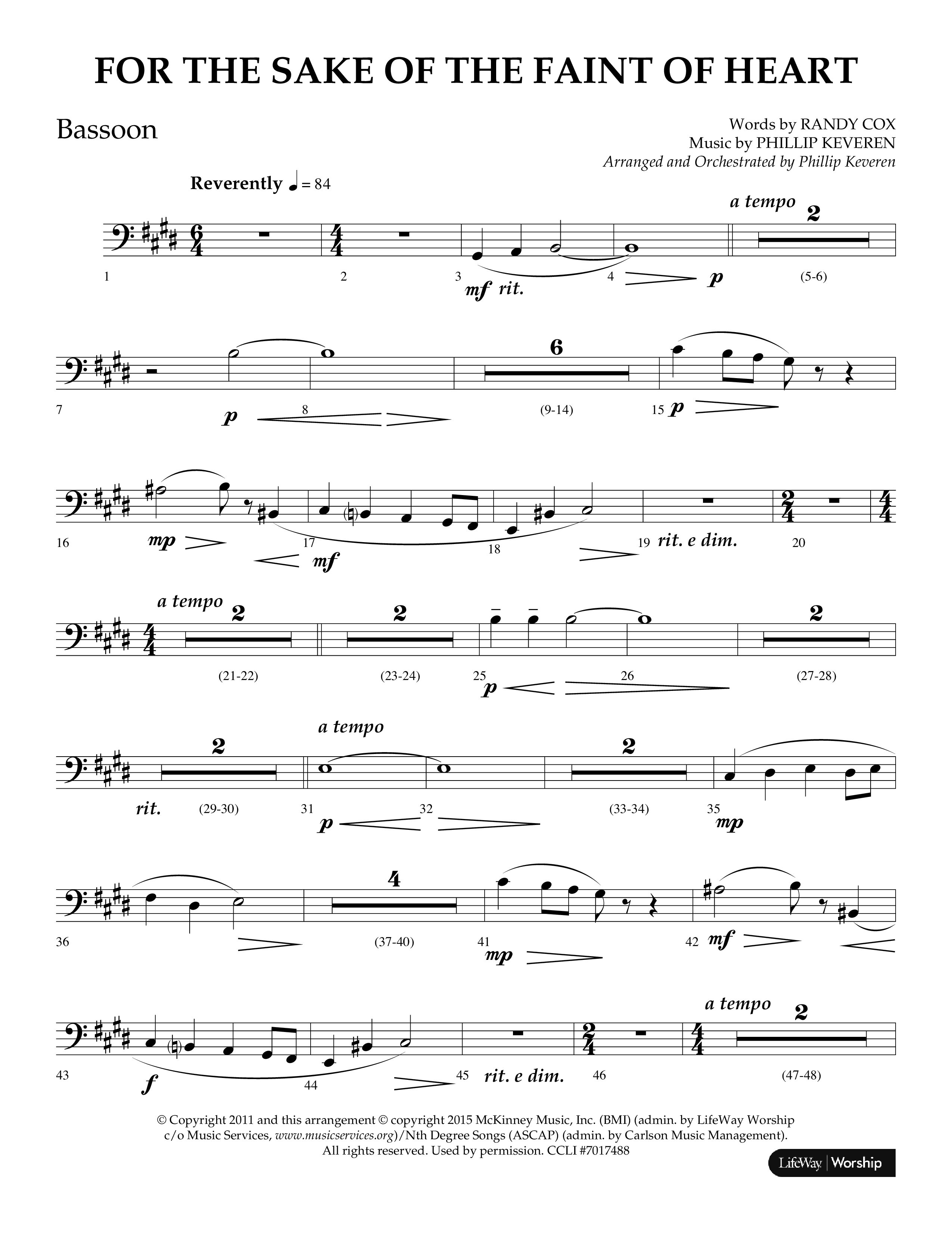 For The Sake Of The Faint Of Heart (Choral Anthem SATB) Bassoon (Lifeway Choral / Arr. Phillip Keveren)