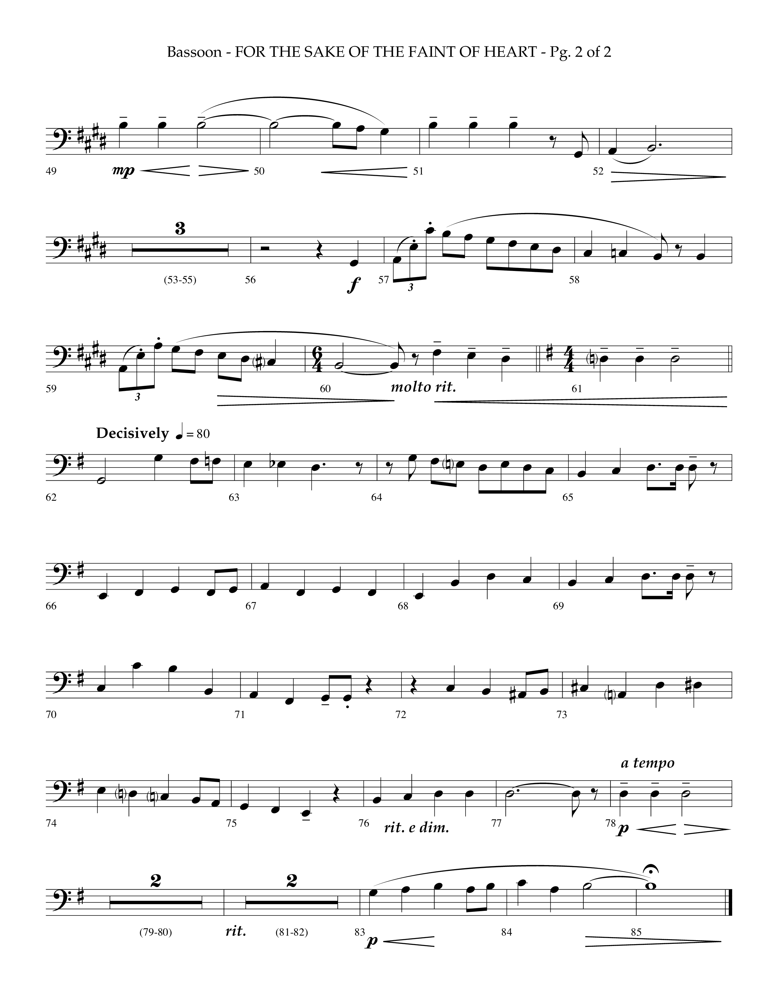 For The Sake Of The Faint Of Heart (Choral Anthem SATB) Bassoon (Lifeway Choral / Arr. Phillip Keveren)
