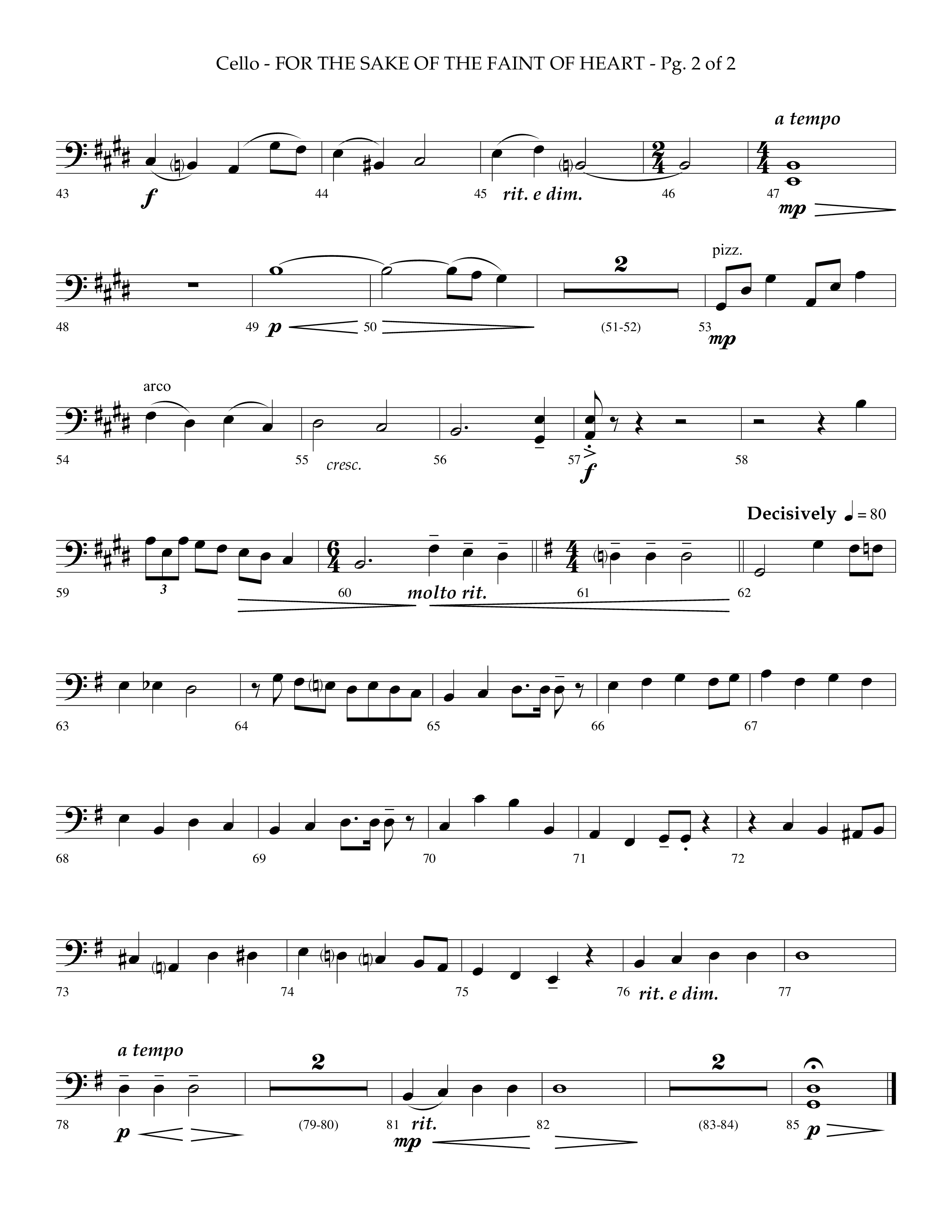 For The Sake Of The Faint Of Heart (Choral Anthem SATB) Cello (Lifeway Choral / Arr. Phillip Keveren)