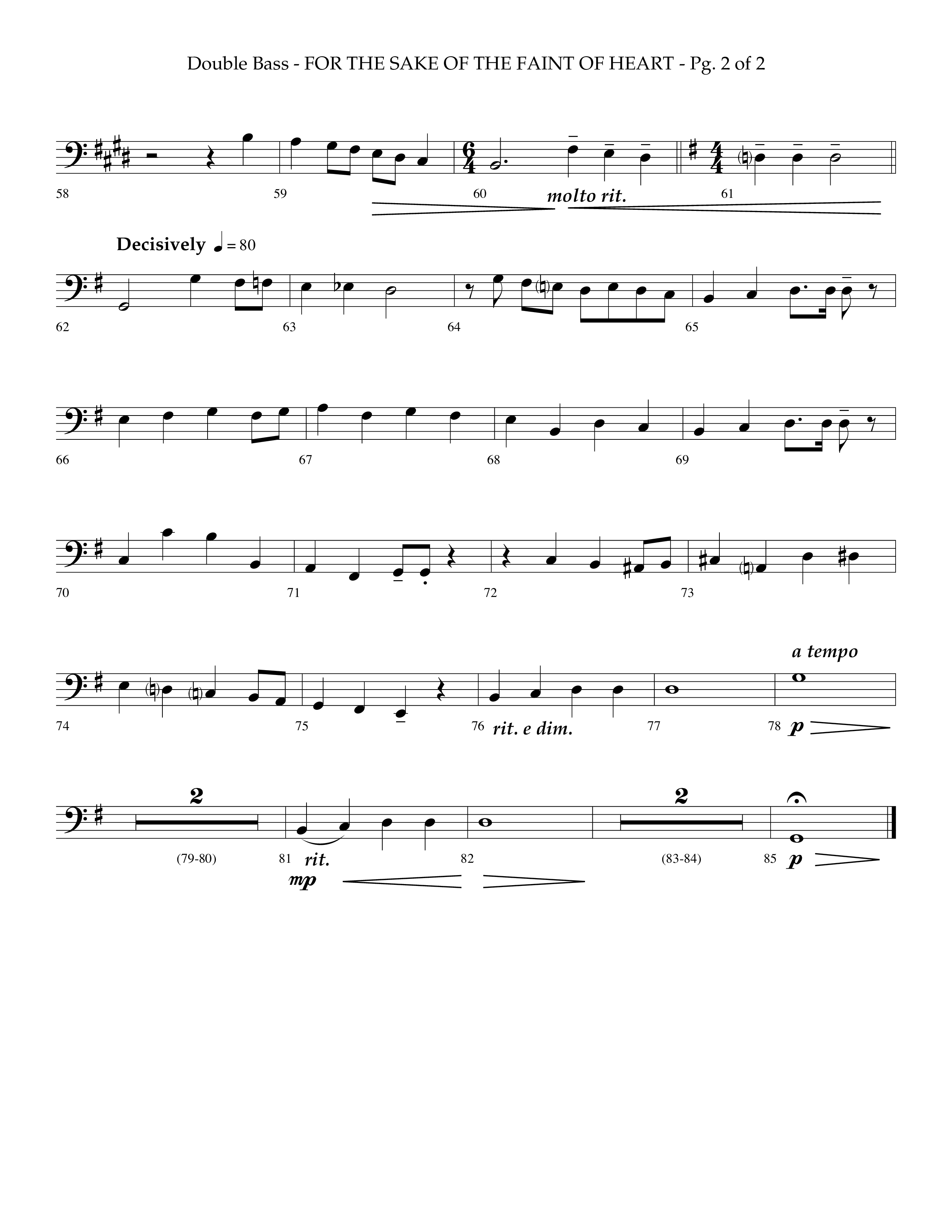 For The Sake Of The Faint Of Heart (Choral Anthem SATB) Double Bass (Lifeway Choral / Arr. Phillip Keveren)