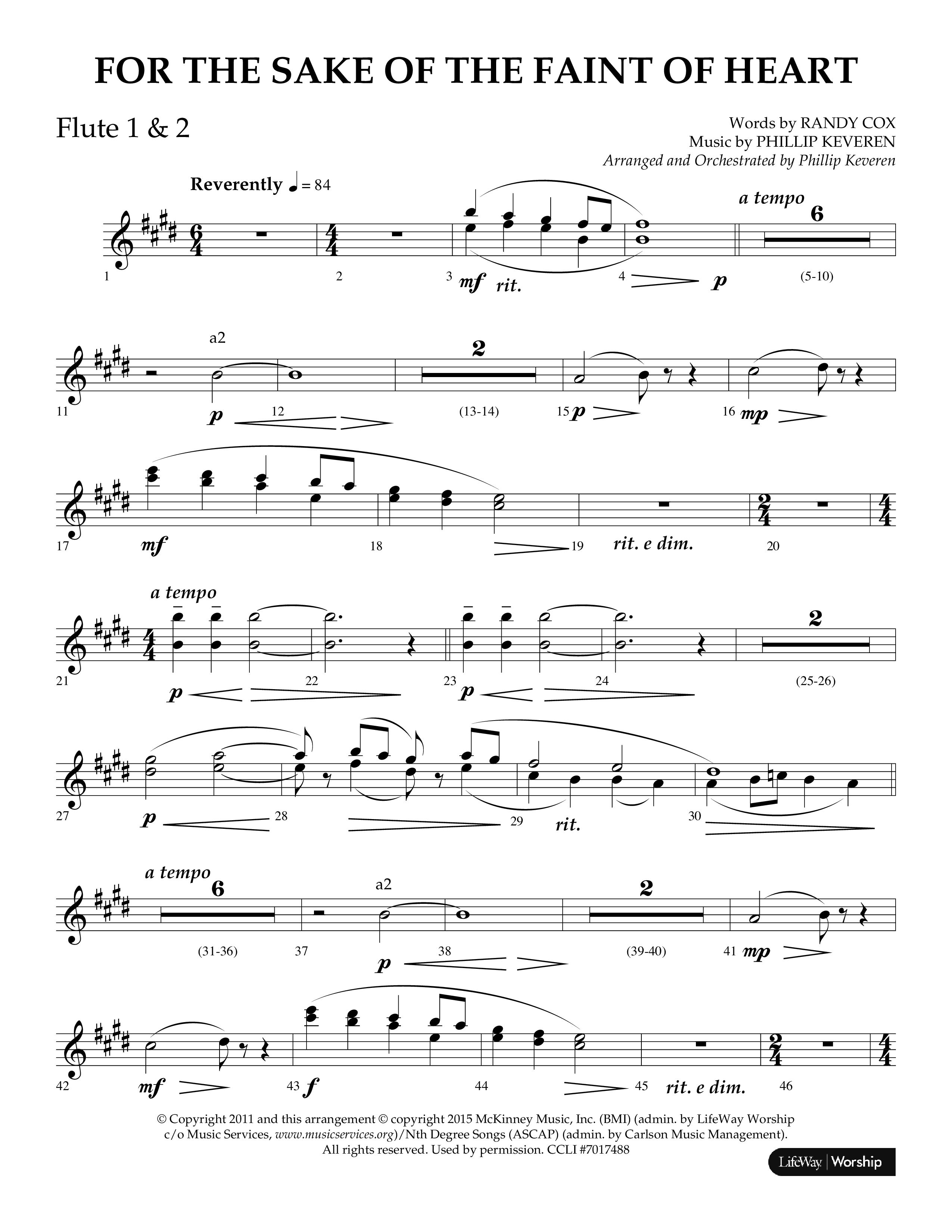 For The Sake Of The Faint Of Heart (Choral Anthem SATB) Flute 1/2 (Lifeway Choral / Arr. Phillip Keveren)