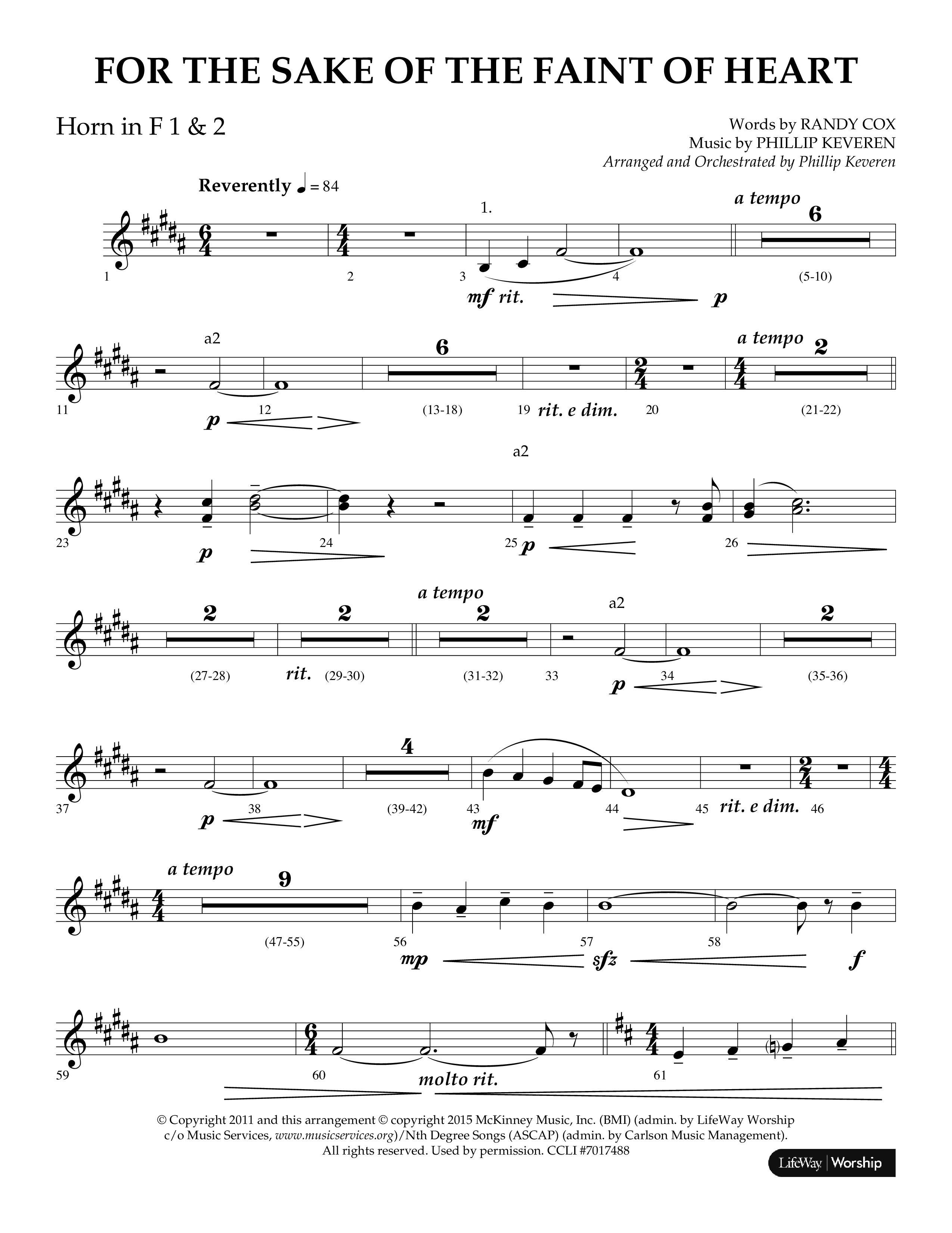 For The Sake Of The Faint Of Heart (Choral Anthem SATB) French Horn 1/2 (Lifeway Choral / Arr. Phillip Keveren)