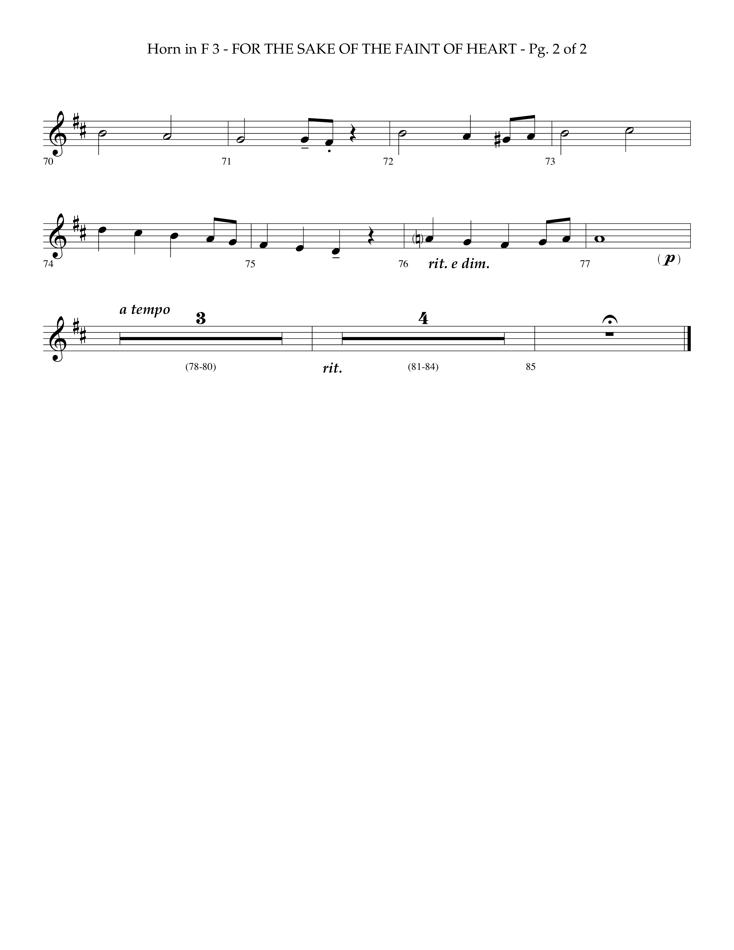 For The Sake Of The Faint Of Heart (Choral Anthem SATB) French Horn 3 (Lifeway Choral / Arr. Phillip Keveren)