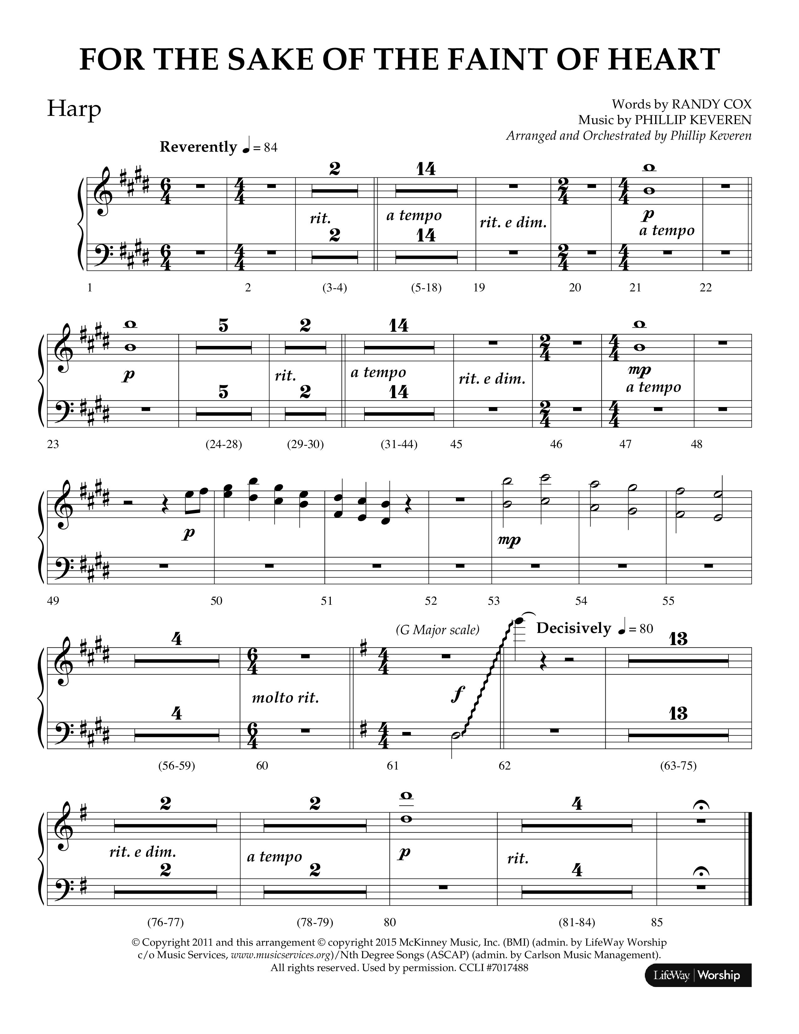 For The Sake Of The Faint Of Heart (Choral Anthem SATB) Harp (Lifeway Choral / Arr. Phillip Keveren)