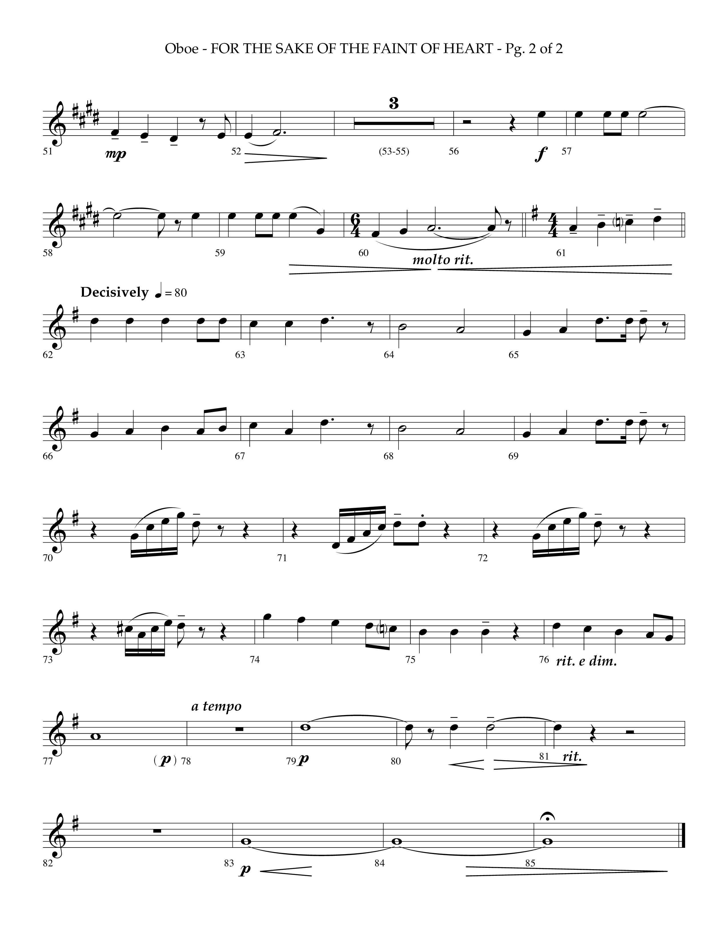 For The Sake Of The Faint Of Heart (Choral Anthem SATB) Oboe (Lifeway Choral / Arr. Phillip Keveren)