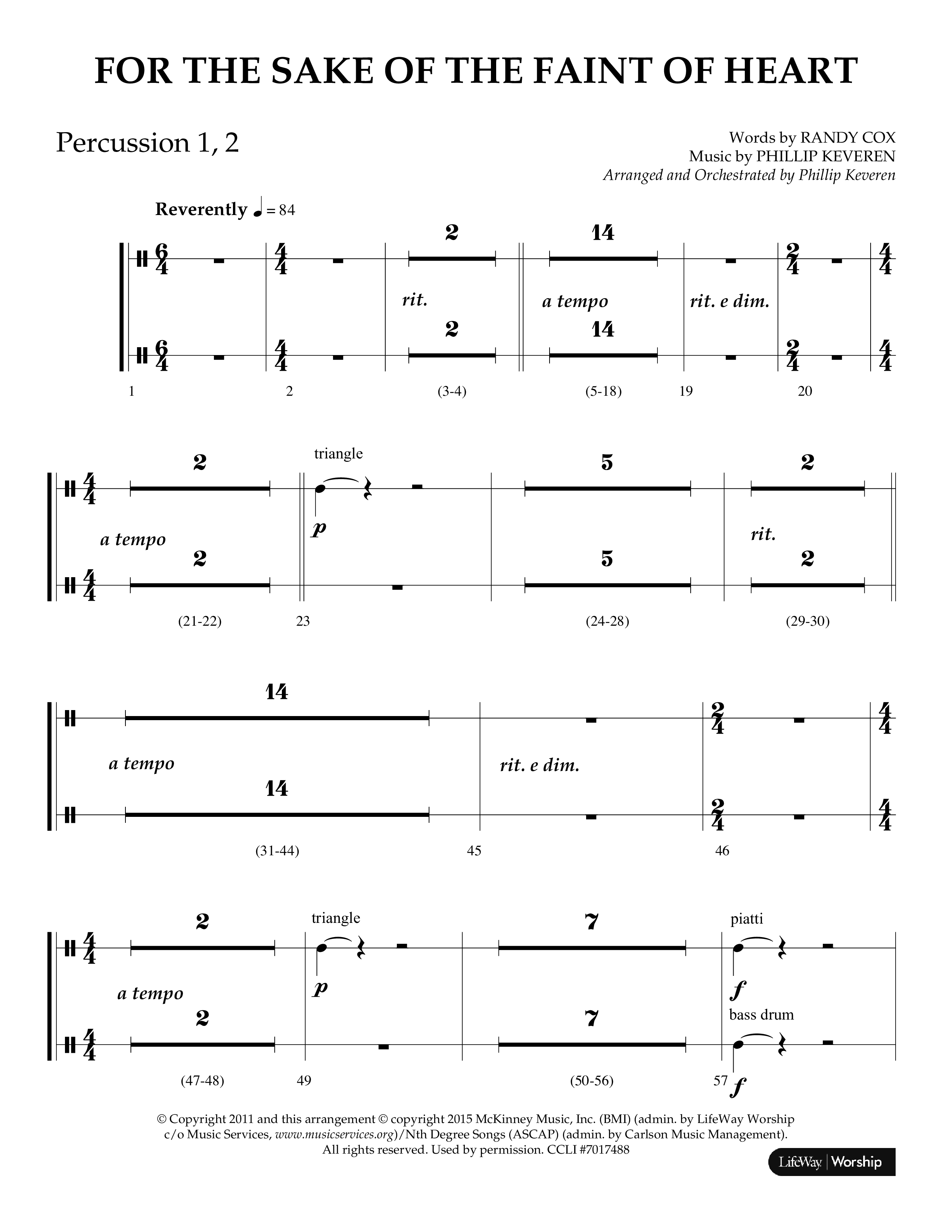 For The Sake Of The Faint Of Heart (Choral Anthem SATB) Percussion 1/2 (Lifeway Choral / Arr. Phillip Keveren)