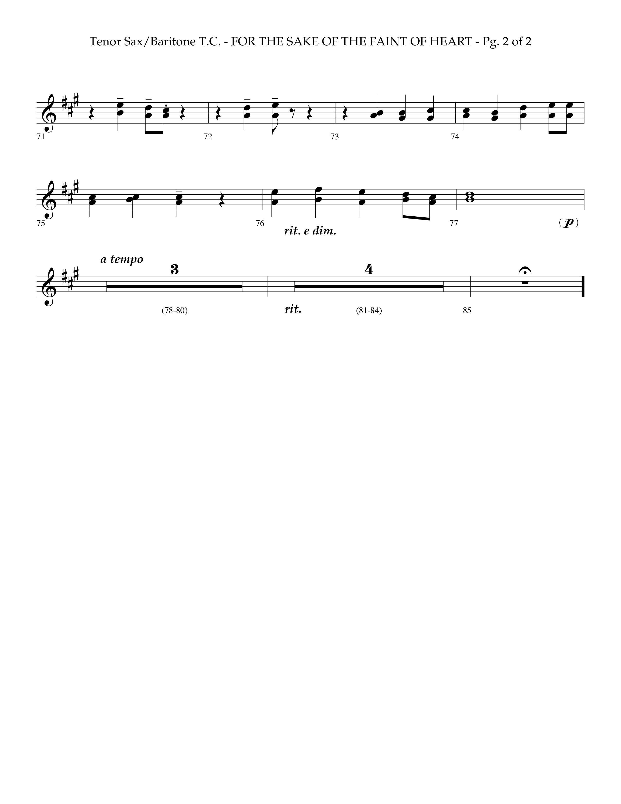 For The Sake Of The Faint Of Heart (Choral Anthem SATB) Tenor Sax/Baritone T.C. (Lifeway Choral / Arr. Phillip Keveren)