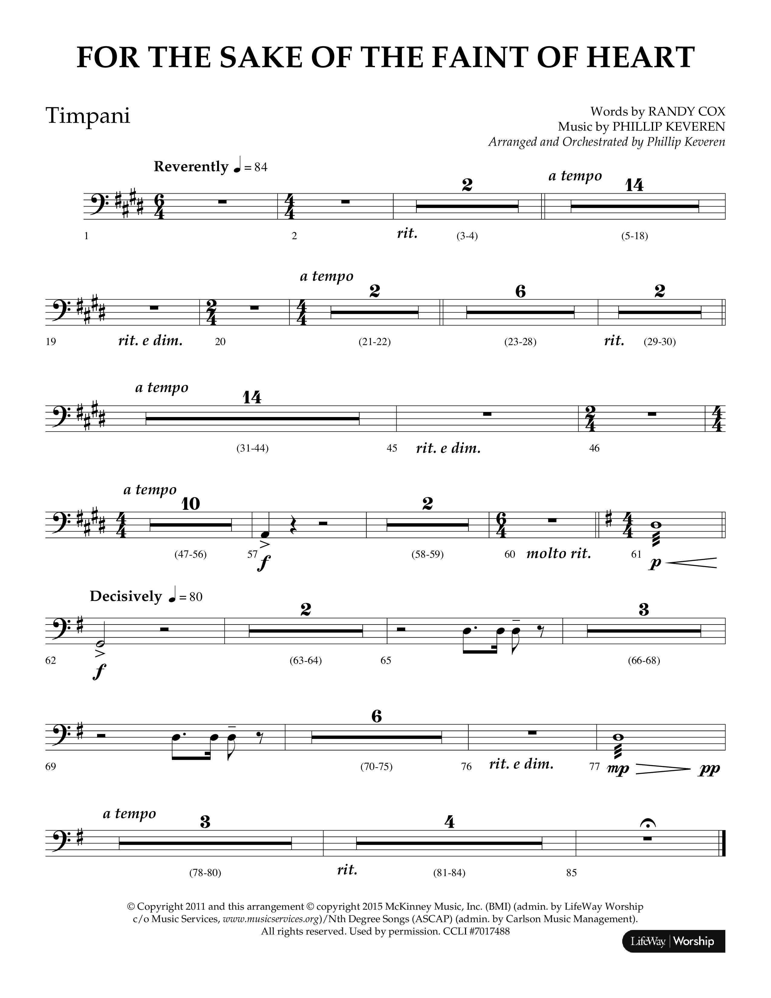 For The Sake Of The Faint Of Heart (Choral Anthem SATB) Timpani (Lifeway Choral / Arr. Phillip Keveren)