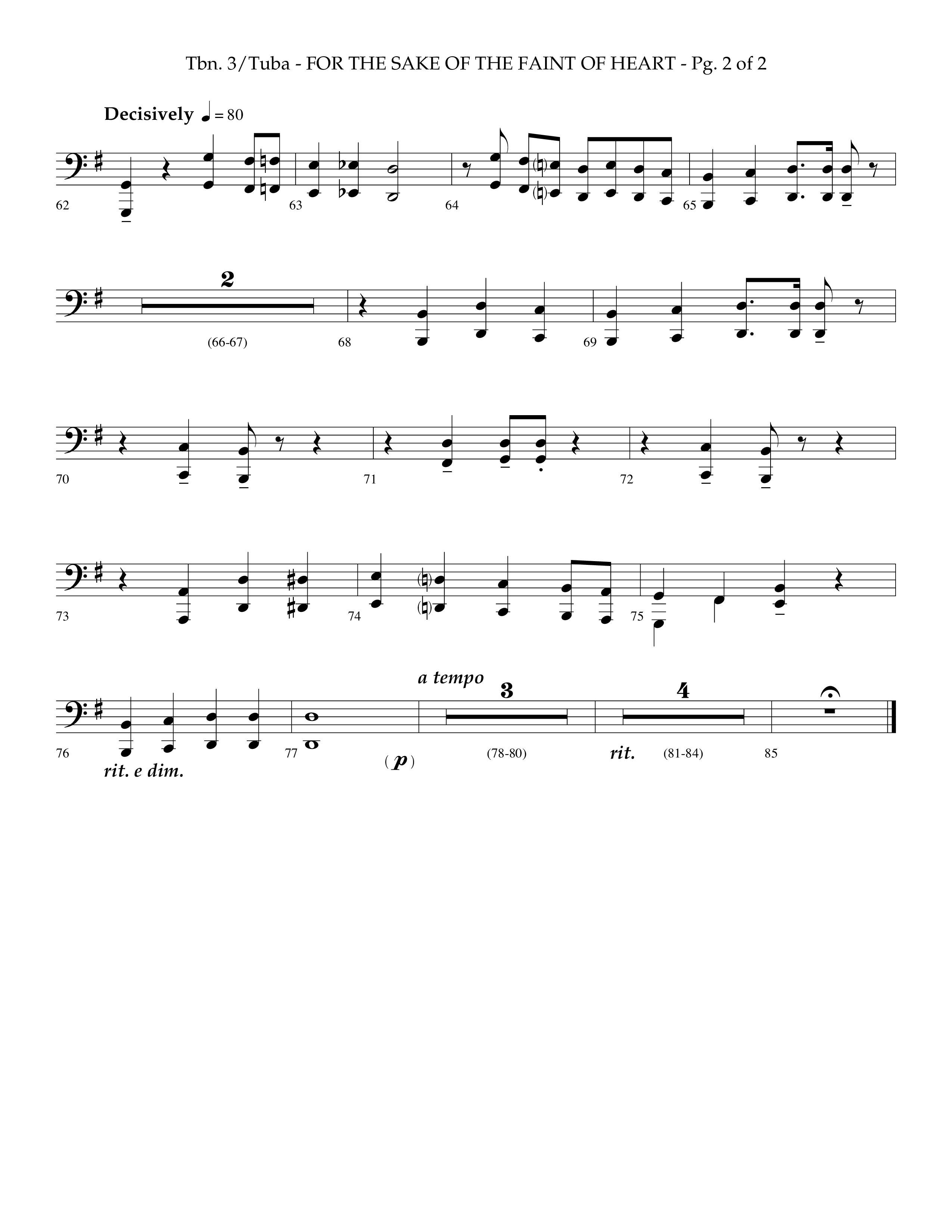 For The Sake Of The Faint Of Heart (Choral Anthem SATB) Trombone 3/Tuba (Lifeway Choral / Arr. Phillip Keveren)