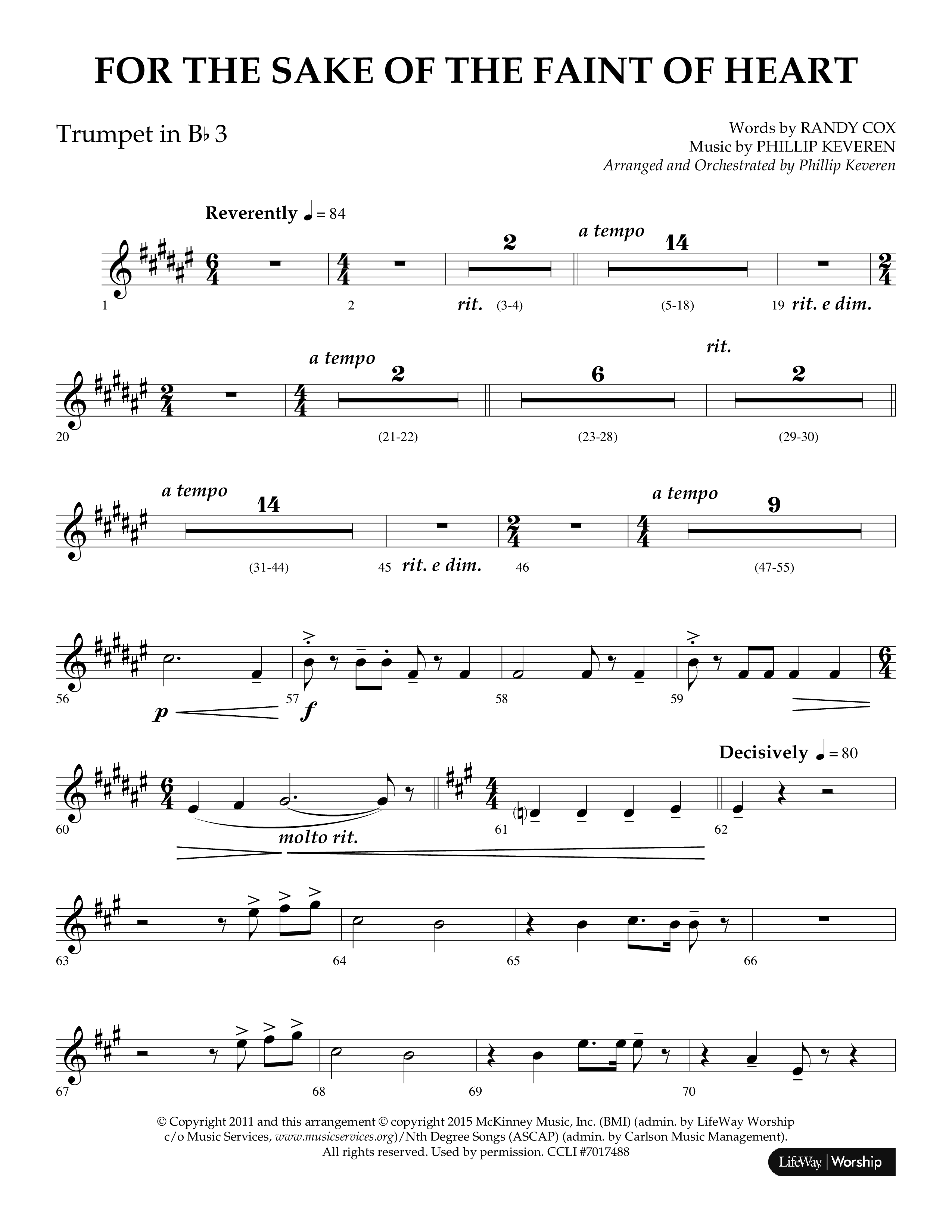 For The Sake Of The Faint Of Heart (Choral Anthem SATB) Trumpet 3 (Lifeway Choral / Arr. Phillip Keveren)